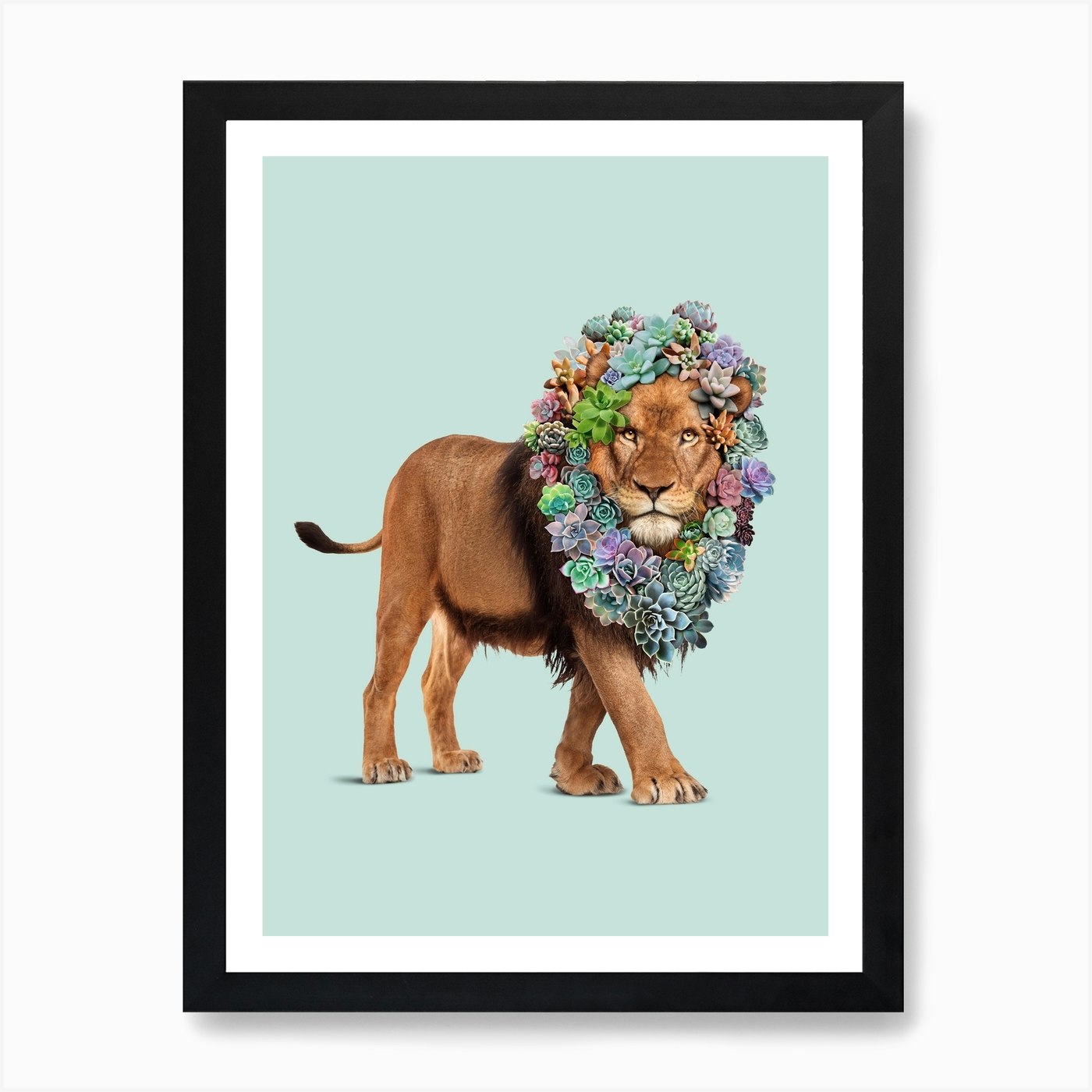 Succulent Lion Art Print Framed Wall Art Poster Canvas Print Picture