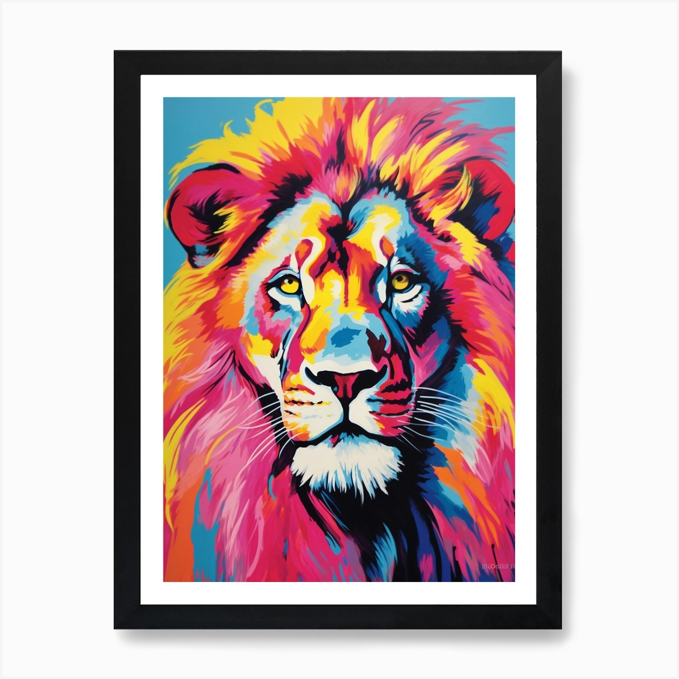 Lion Portrait Pop Art Pink 4 Art Pr Framed Wall Art Poster Canvas Print Picture