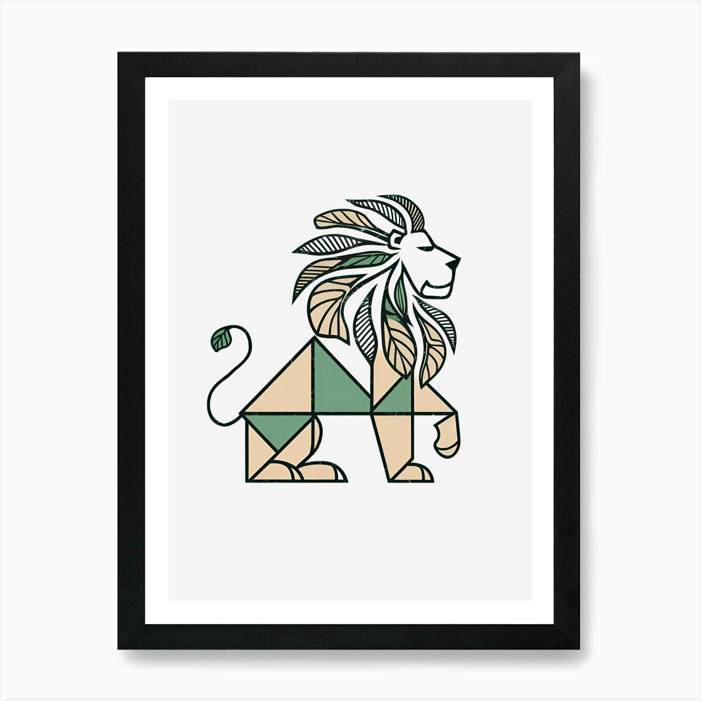 Geometric Lion 2 Art Print Framed Wall Art Poster Canvas Print Picture