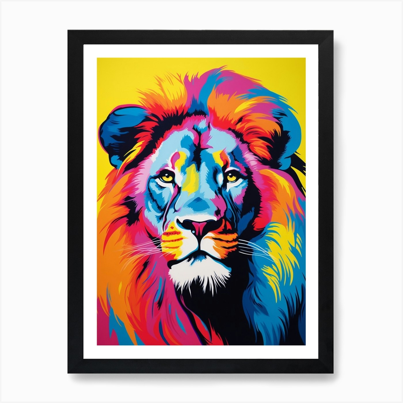 Lion Portrait Pop Art 1 Art Print Framed Wall Art Poster Canvas Print Picture