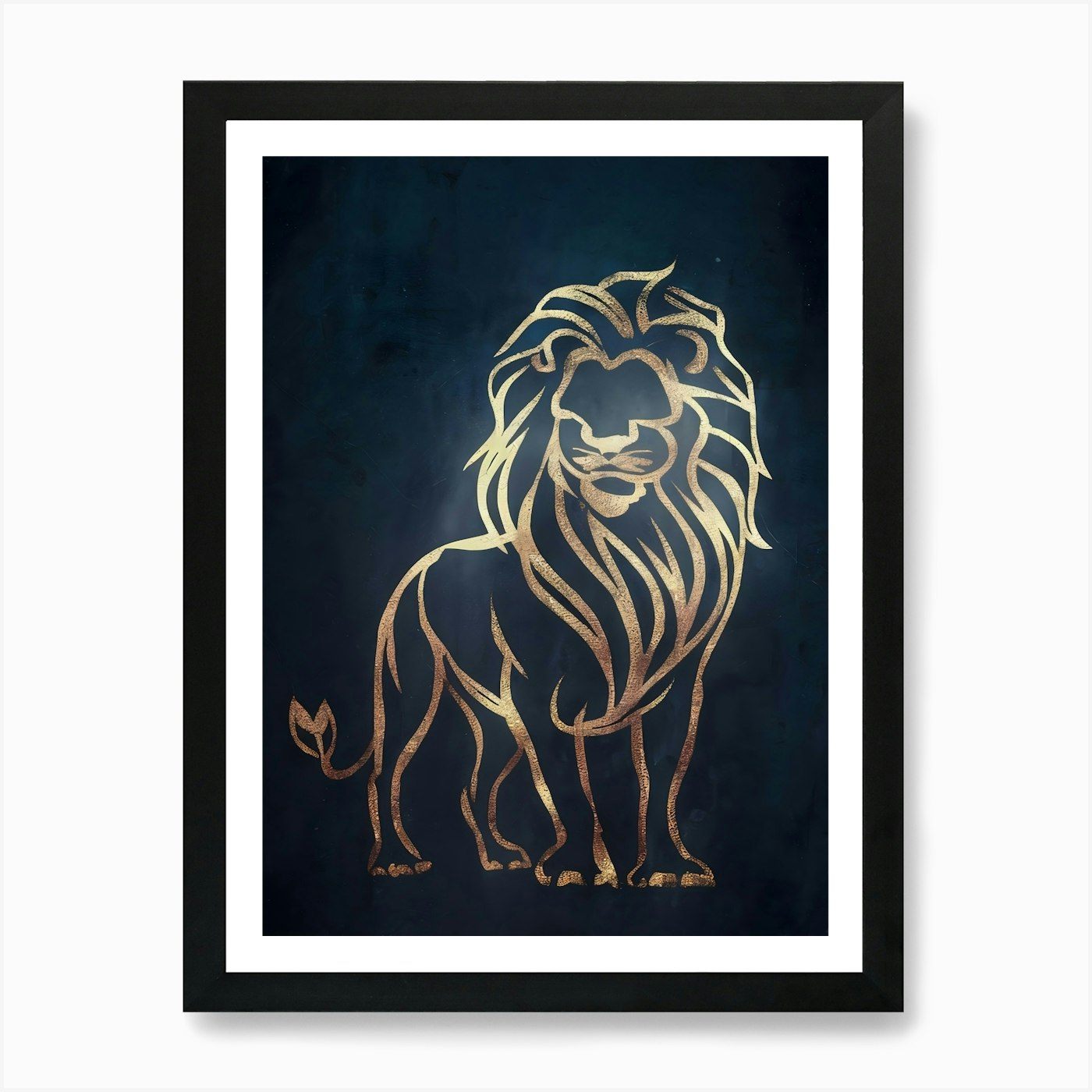 Gold Lion Art Print Framed Wall Art Poster Canvas Print Picture