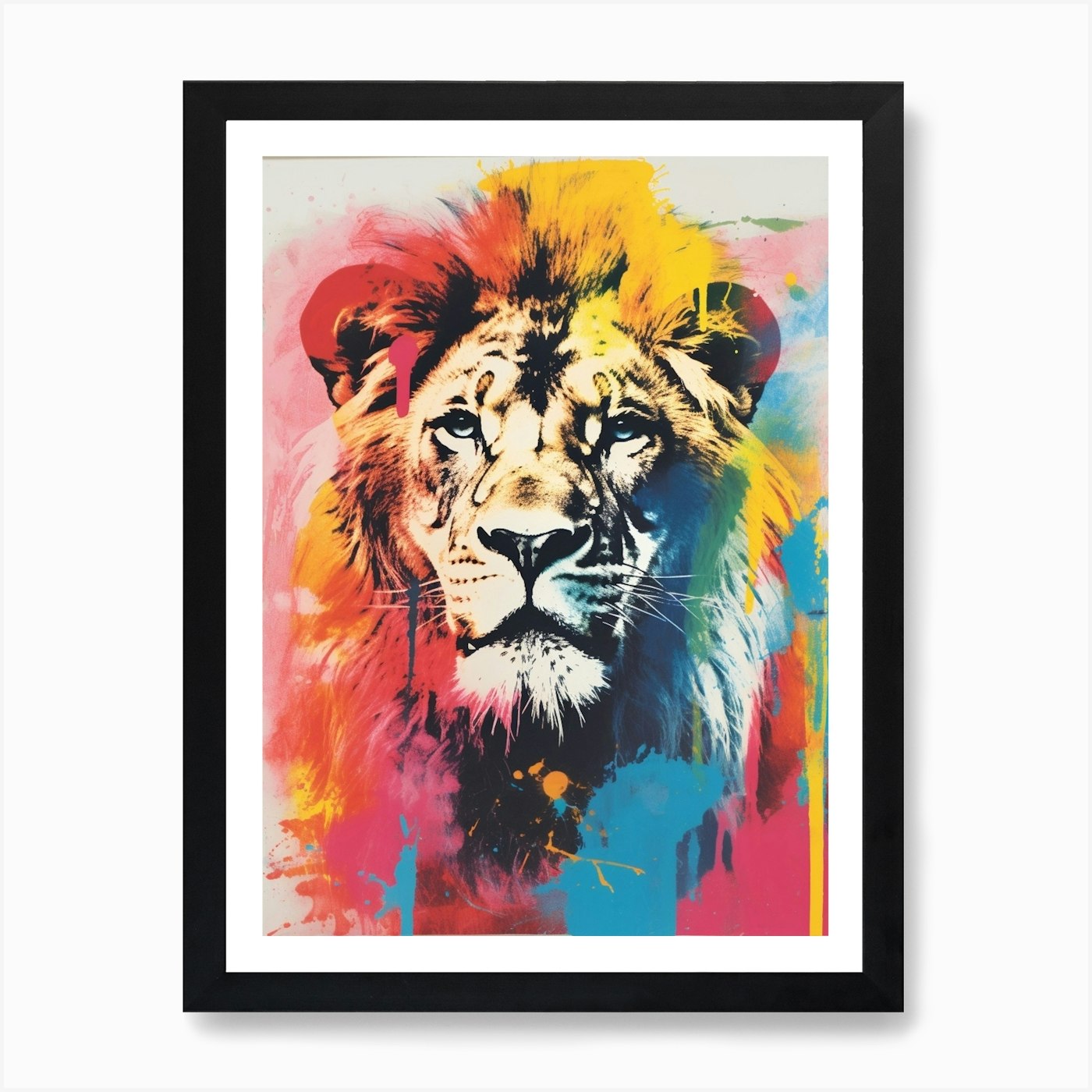Lion Screen Print Inspired 2 Art Pr Framed Wall Art Poster Canvas Print Picture