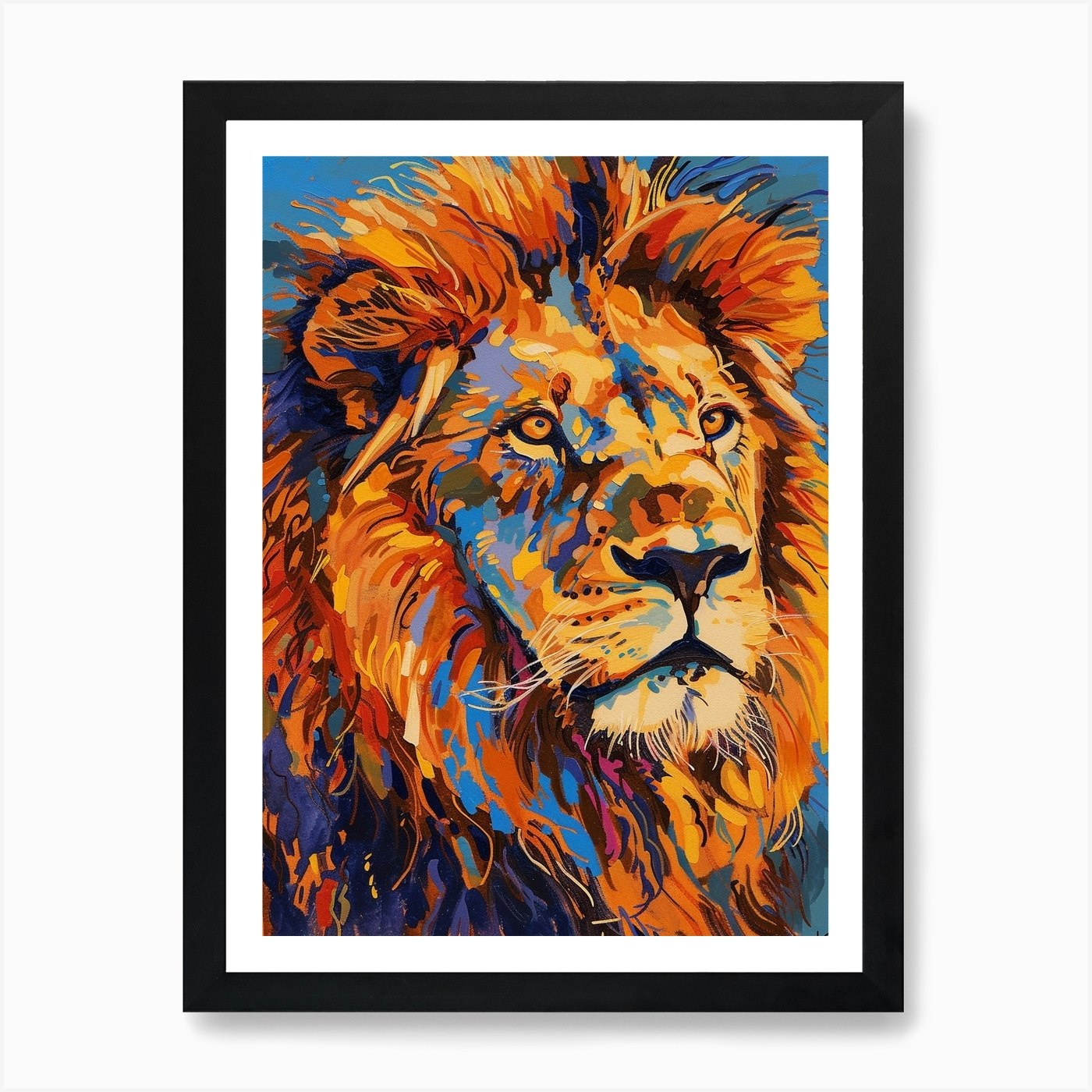 Southwest African Lion Portrait Clo Framed Wall Art Poster Canvas Print Picture
