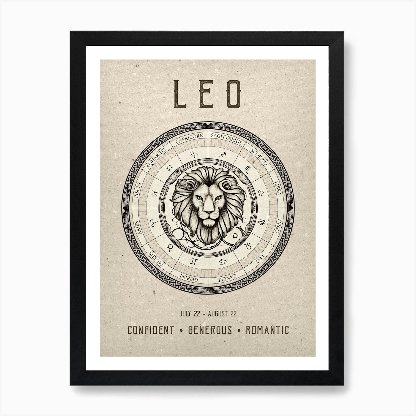 Lion Zodiac Sign Art Print Framed Wall Art Poster Canvas Print Picture