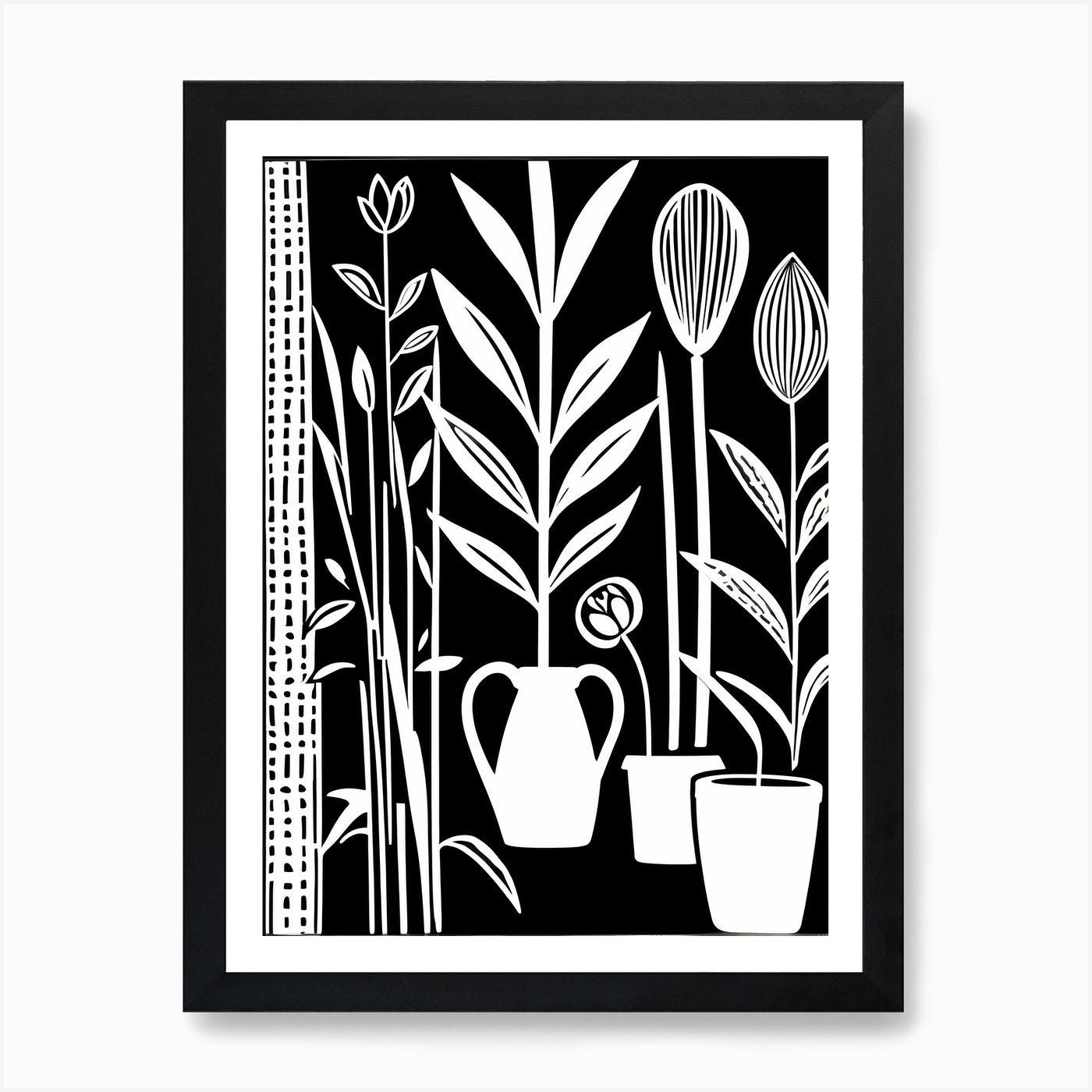 Lion cut inspired Black and white G Framed Wall Art Poster Canvas Print Picture
