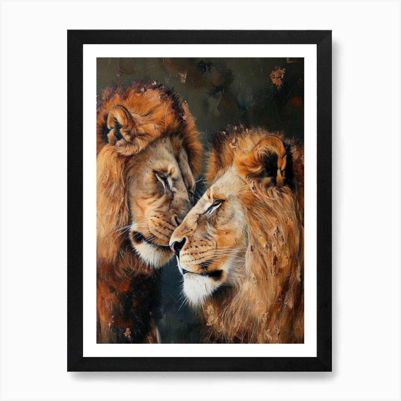 Barbary Lion Rituals Acrylic Painti Framed Wall Art Poster Canvas Print Picture