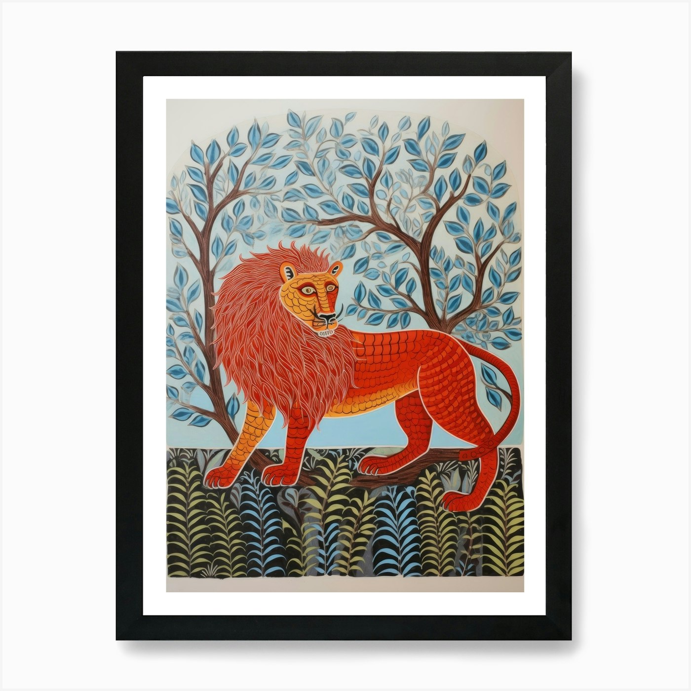 Lion In The Forest Art Print Framed Wall Art Poster Canvas Print Picture