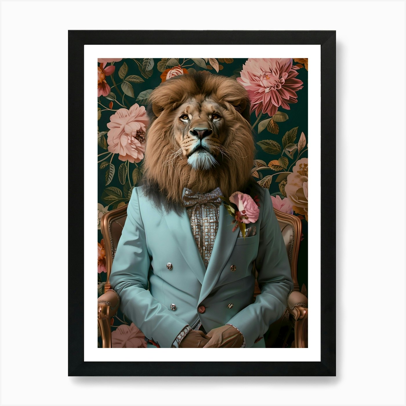Lion In A Suit 2 Art Print Framed Wall Art Poster Canvas Print Picture