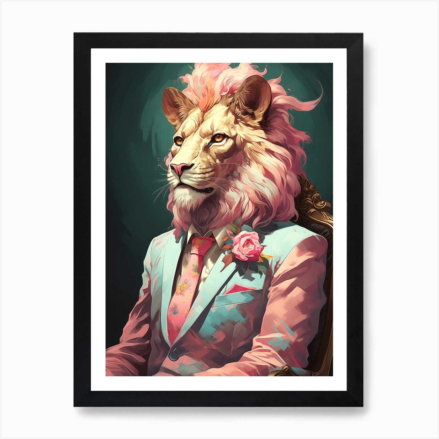 Lion In A Suit 4 Art Print Framed Wall Art Poster Canvas Print Picture