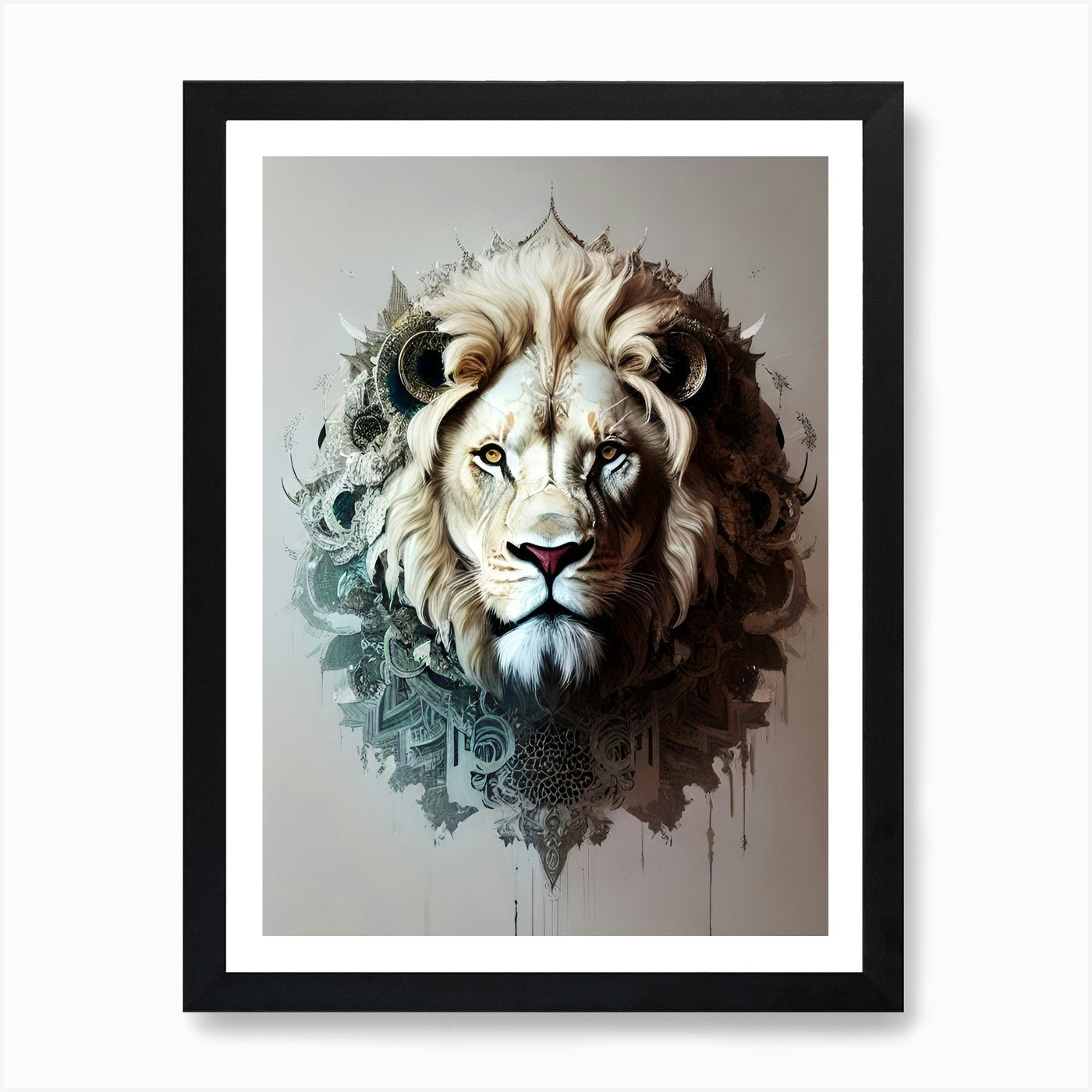 Lion Head 54 Art Print Framed Wall Art Poster Canvas Print Picture