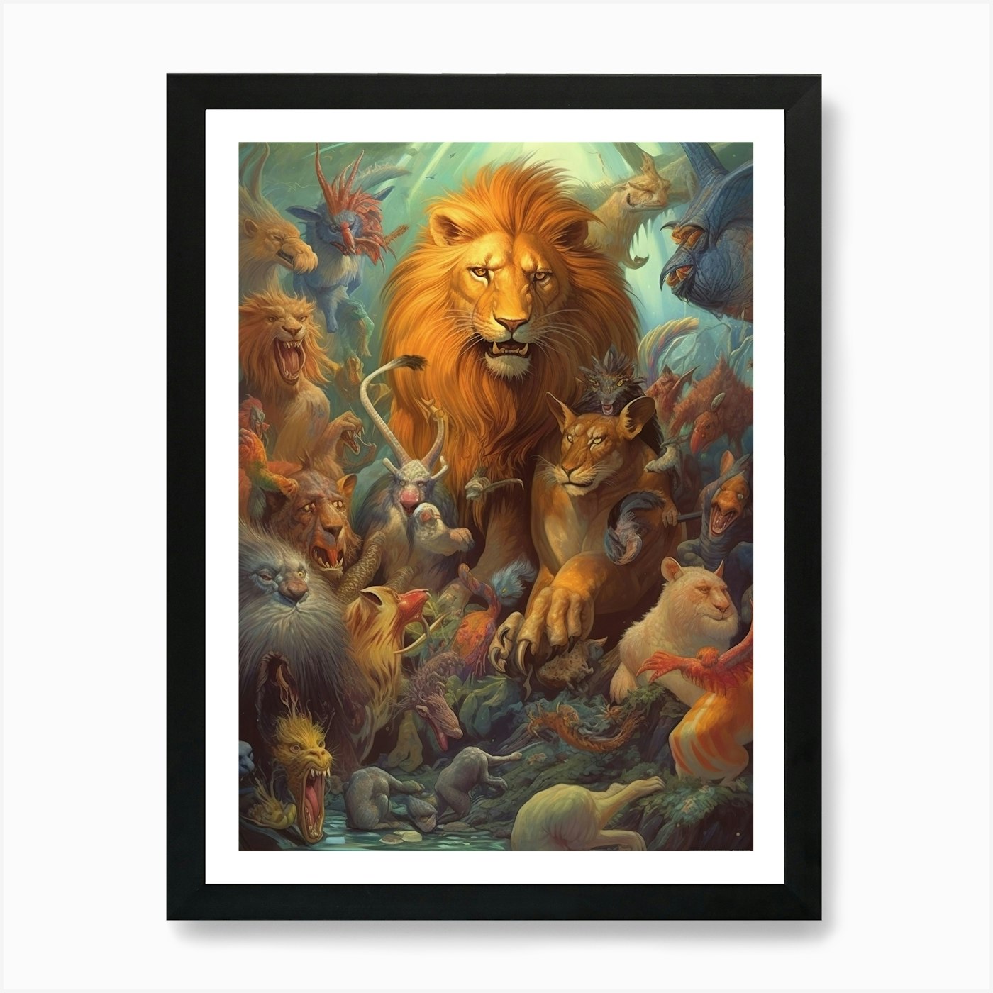 Lions Of The Jungle 1 Art Print Framed Wall Art Poster Canvas Print Picture