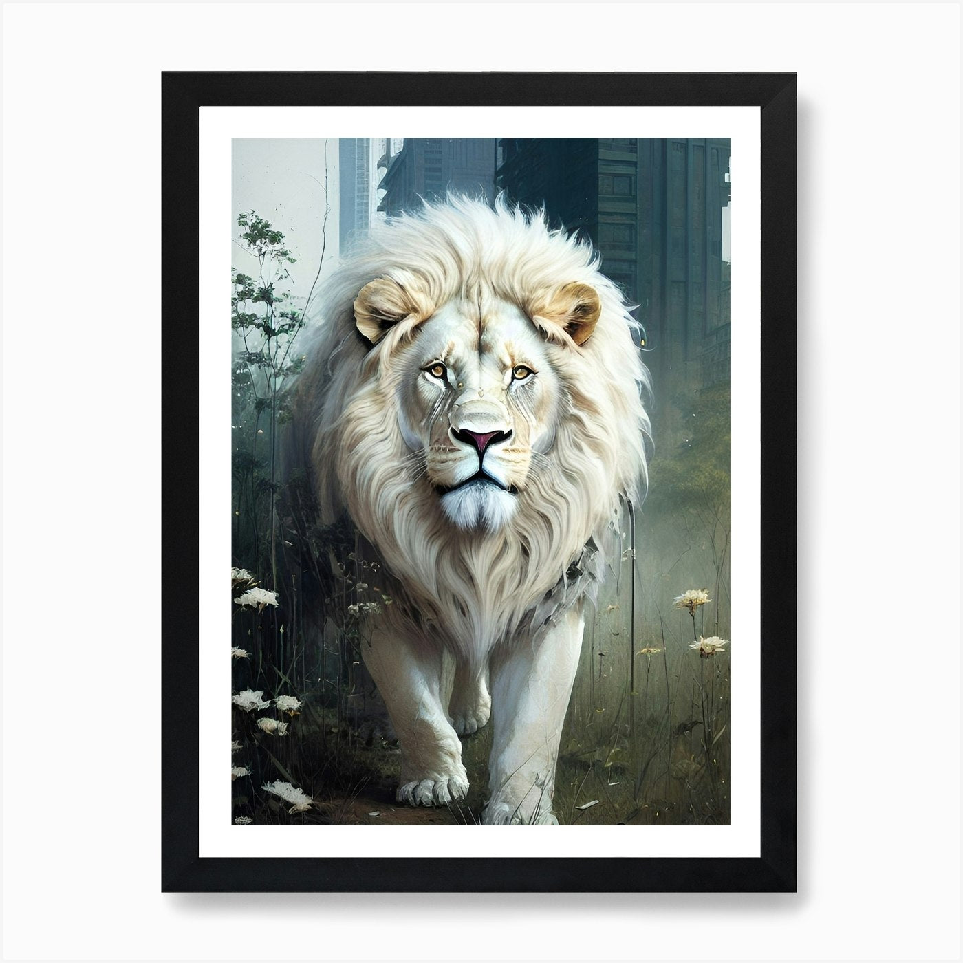 Lion In The City 5 Art Print Framed Wall Art Poster Canvas Print Picture