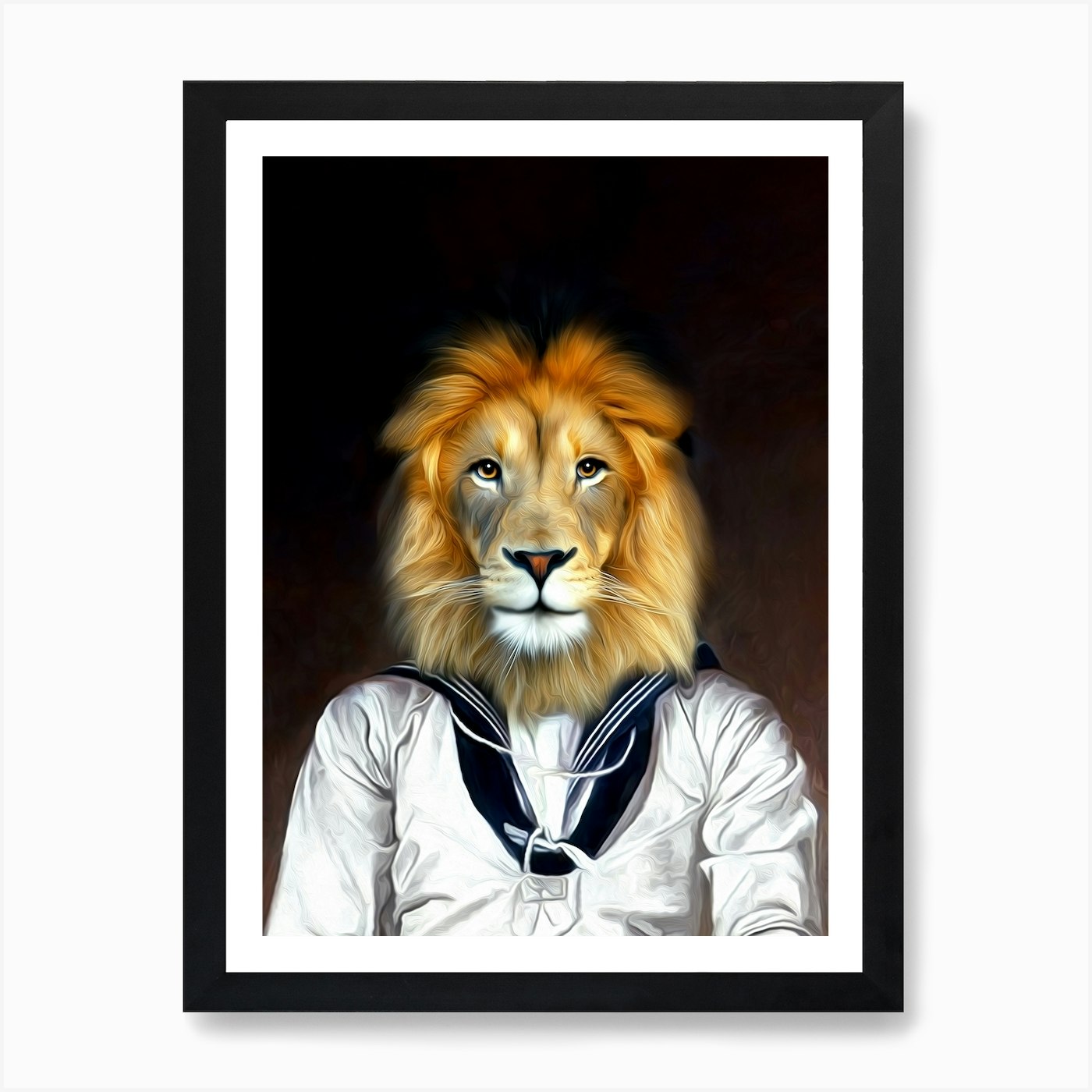 Ryan The Sailor Lion Pet Portraits Framed Wall Art Poster Canvas Print Picture