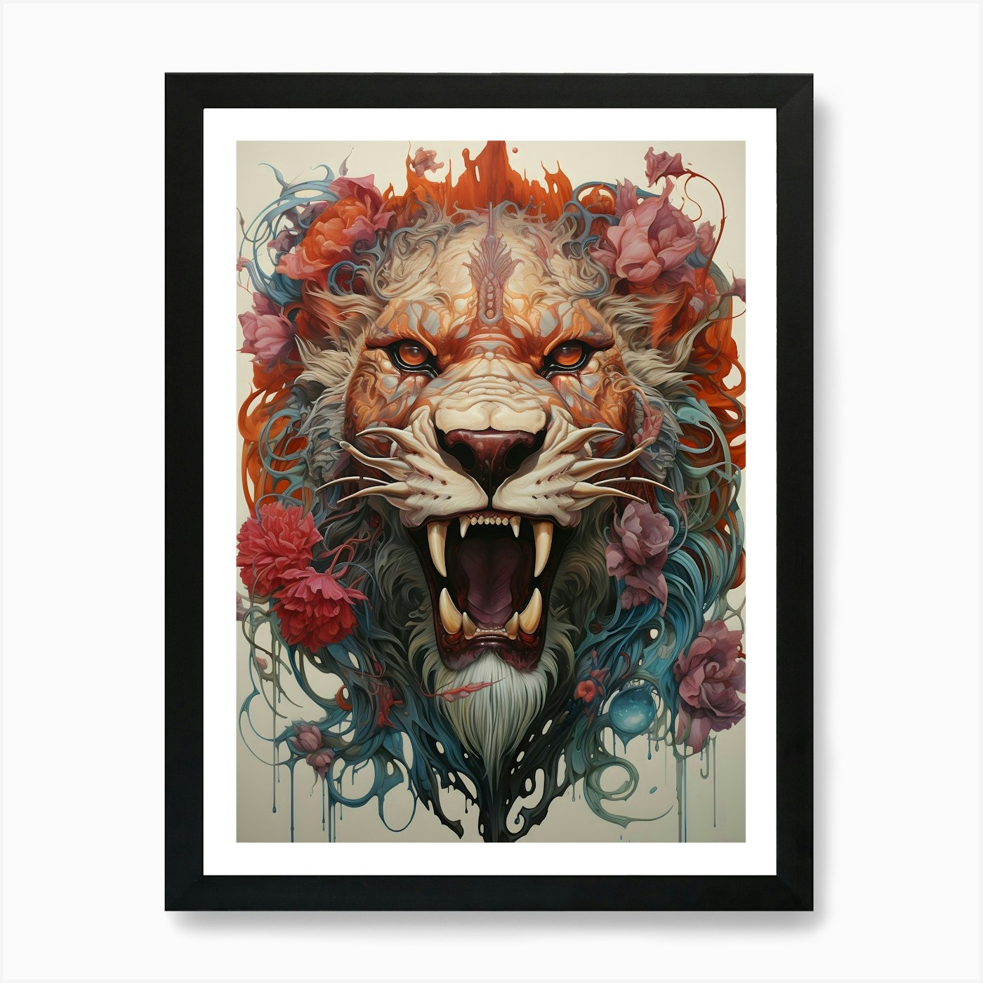 Lion Head Art Print Framed Wall Art Poster Canvas Print Picture