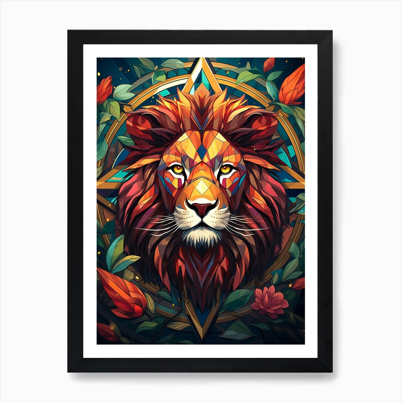Abstract Lion Head Art Print Framed Wall Art Poster Canvas Print Picture