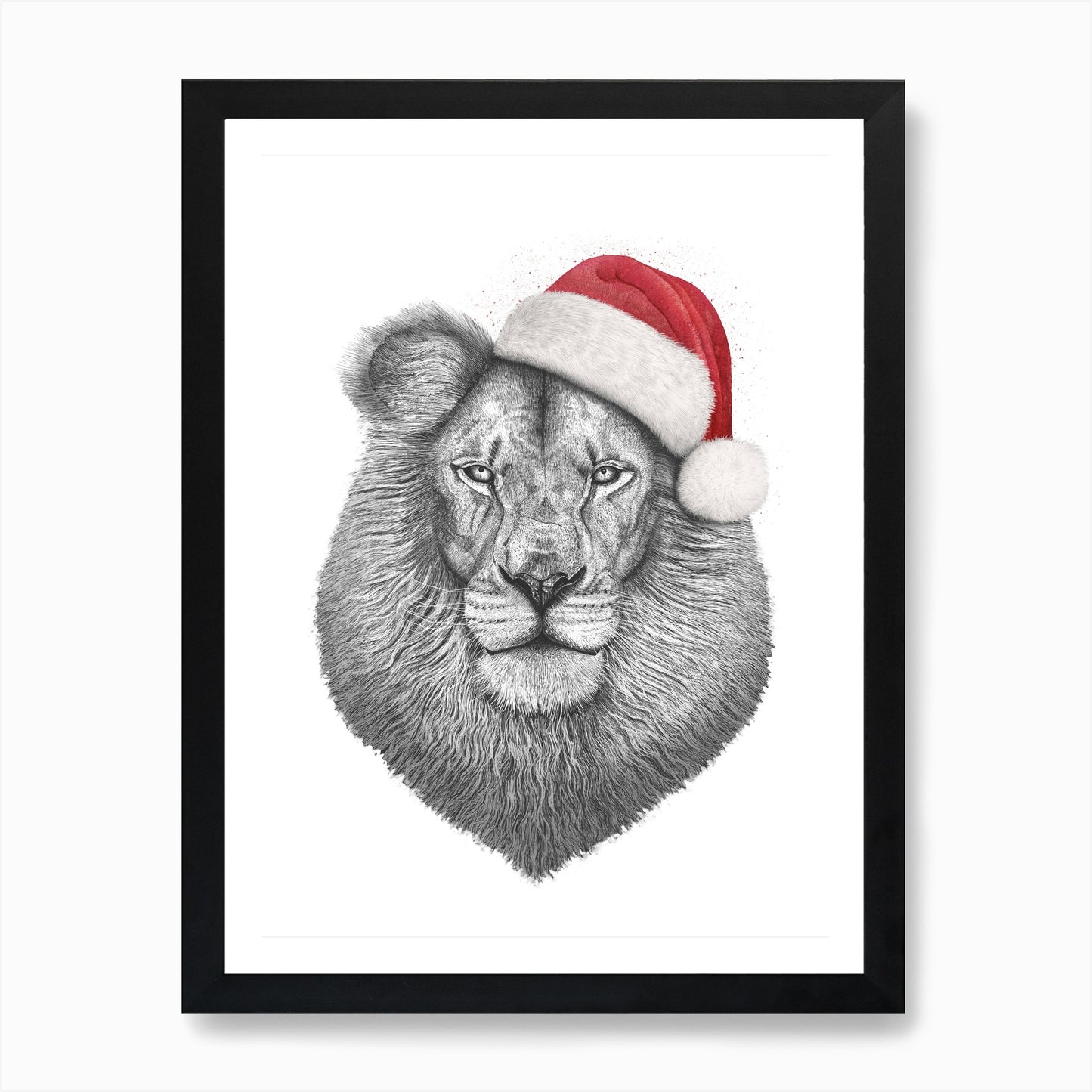 Christmas Lion Art Print Framed Wall Art Poster Canvas Print Picture