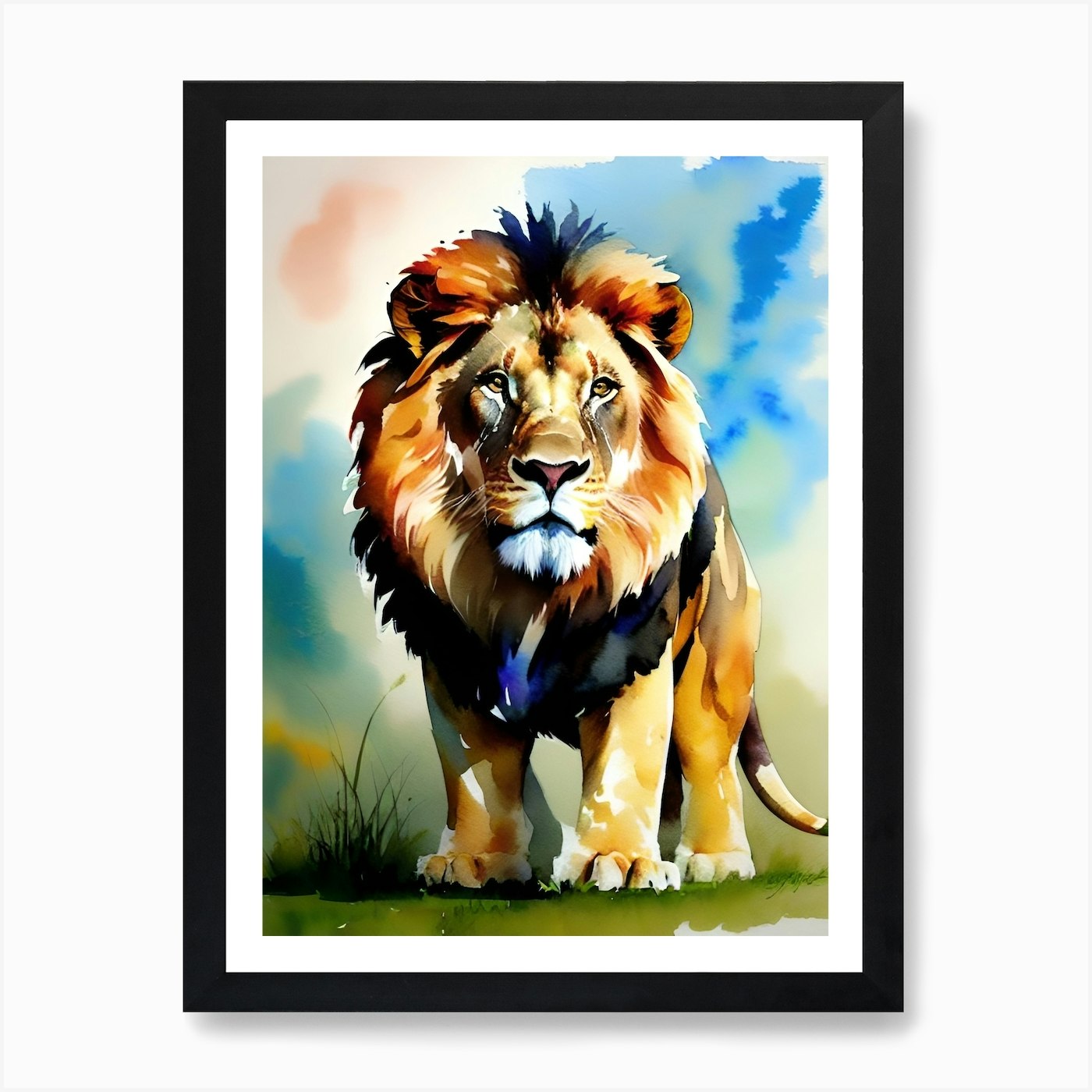 Lion Watercolor Painting Art Print Framed Wall Art Poster Canvas Print Picture