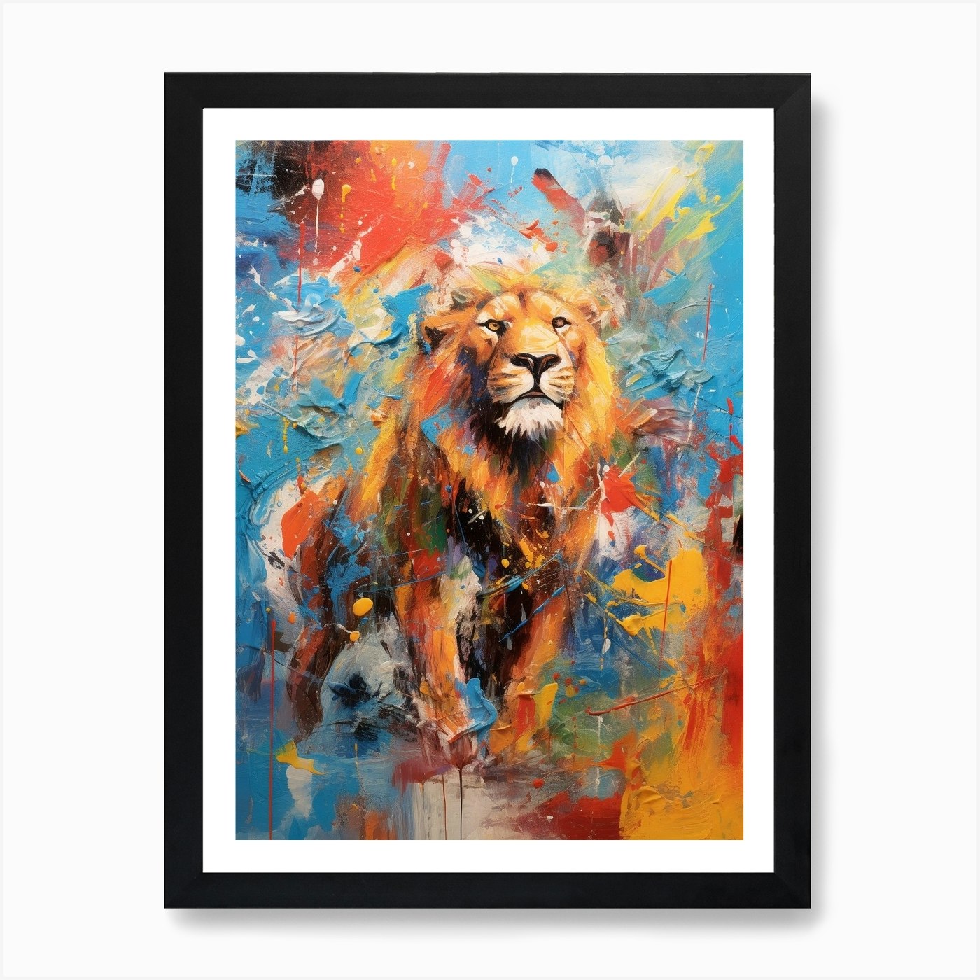 Lion Abstract Expressionism 1 Art P Framed Wall Art Poster Canvas Print Picture