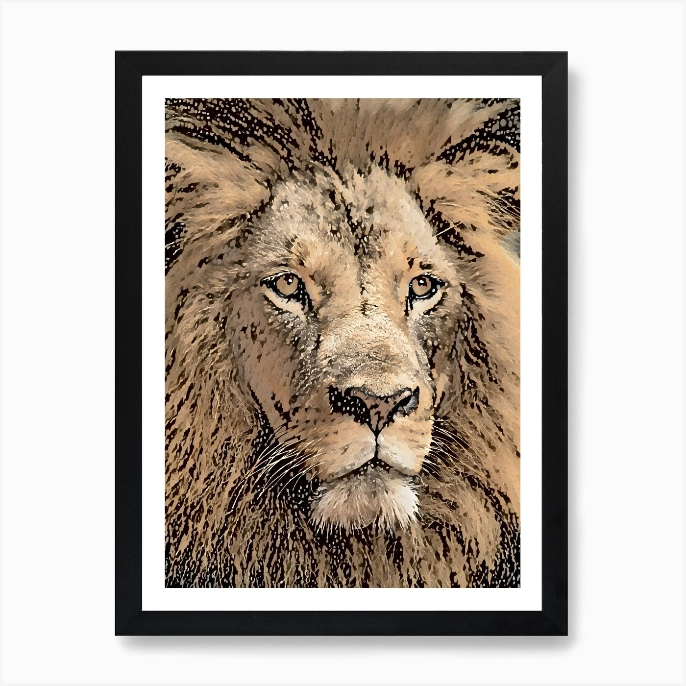 A Lion Head Close Up Art Print Framed Wall Art Poster Canvas Print Picture