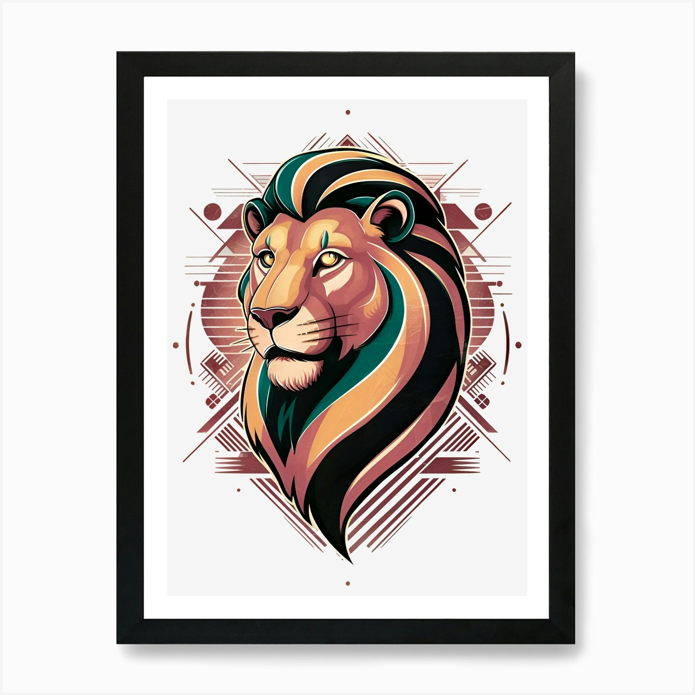 Lion Head Art Print Framed Wall Art Poster Canvas Print Picture
