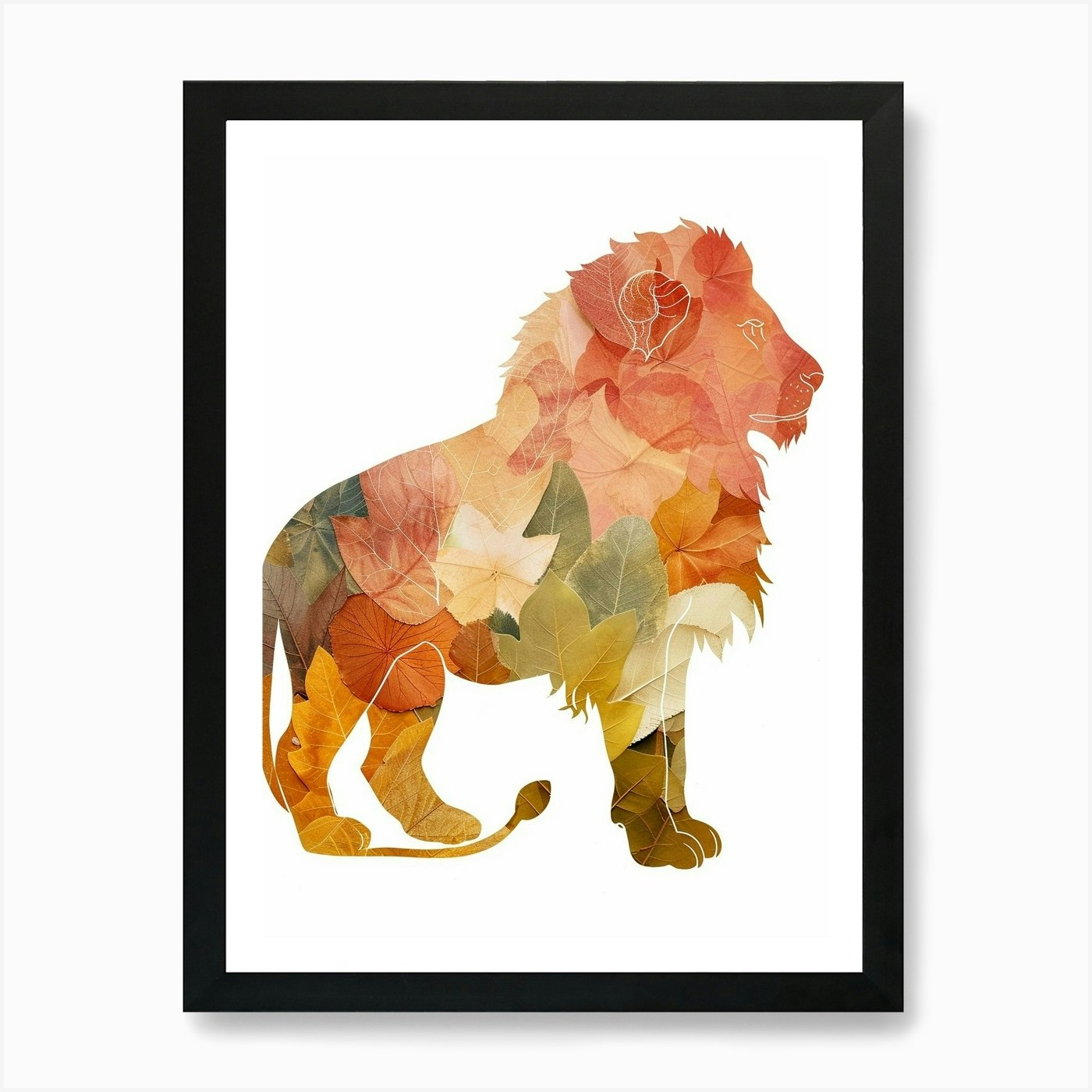 Barbary Lion In Different Seasons C Framed Wall Art Poster Canvas Print Picture