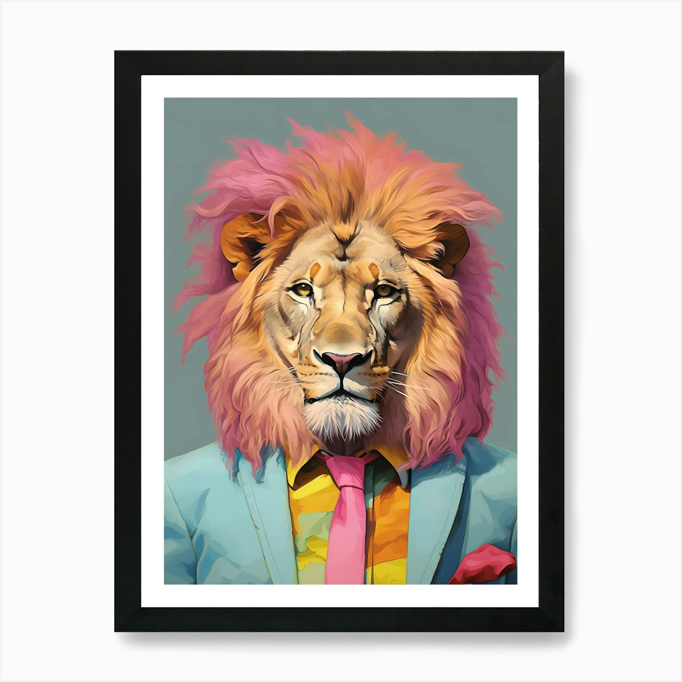 Lion In A Suit Art Print Framed Wall Art Poster Canvas Print Picture