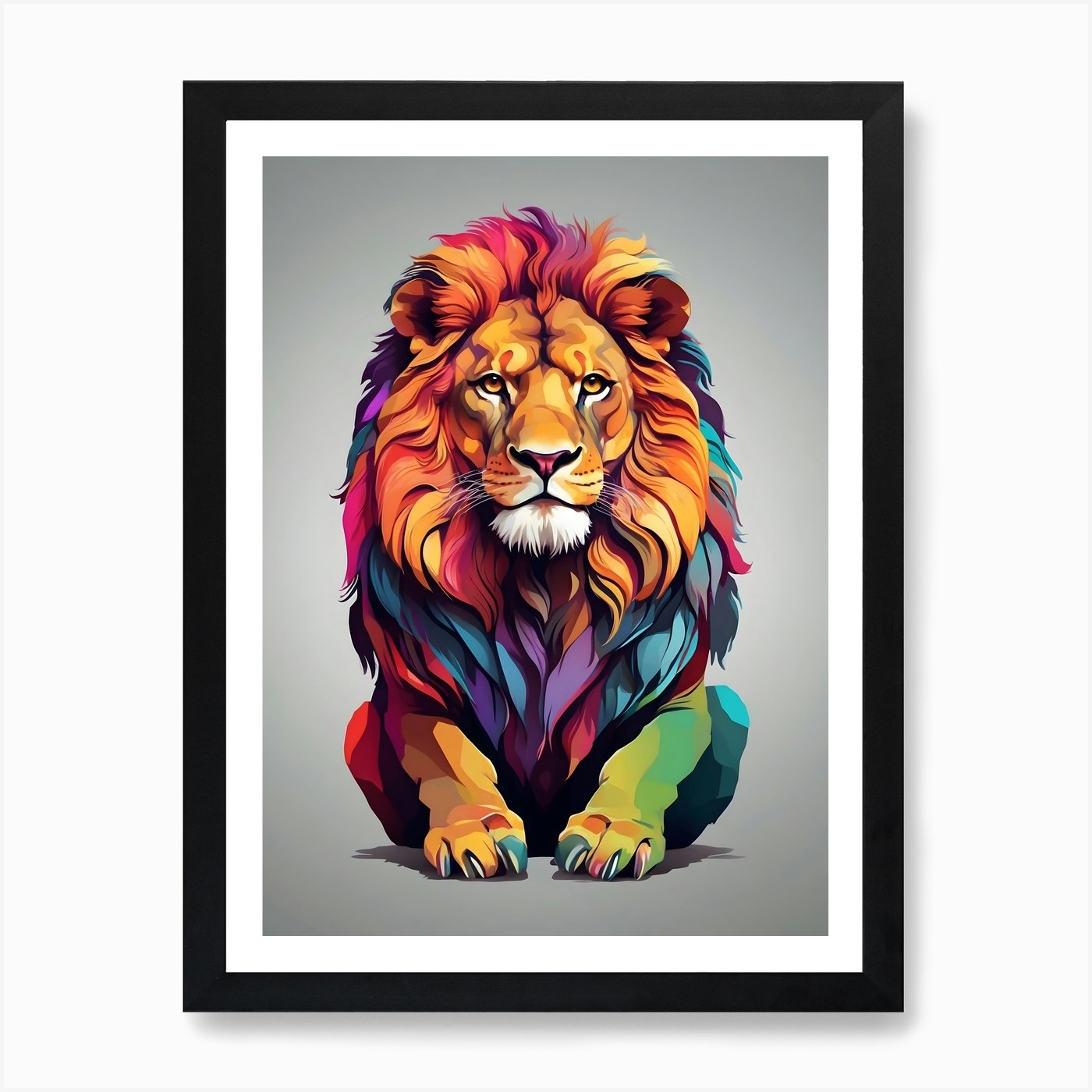 Colorful Lion 3 Art Print Framed Wall Art Poster Canvas Print Picture