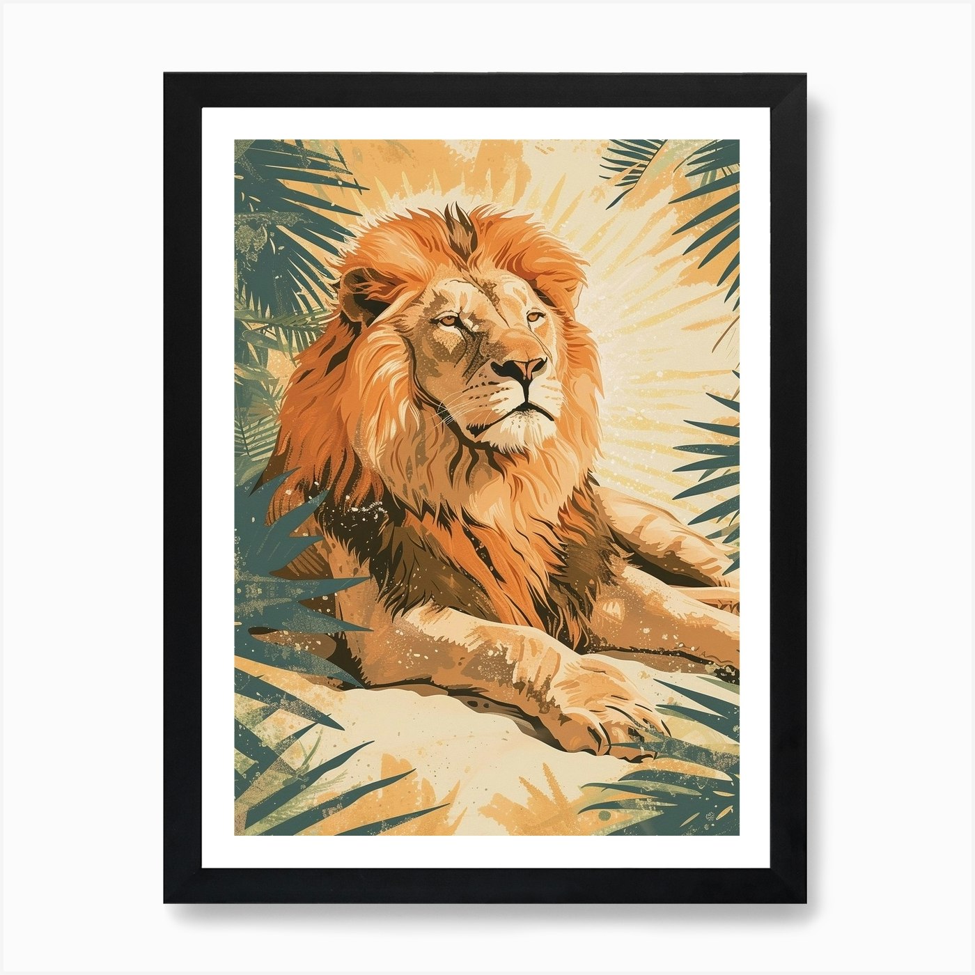 Barbary Lion Acrylic Painting 3 Art Framed Wall Art Poster Canvas Print Picture