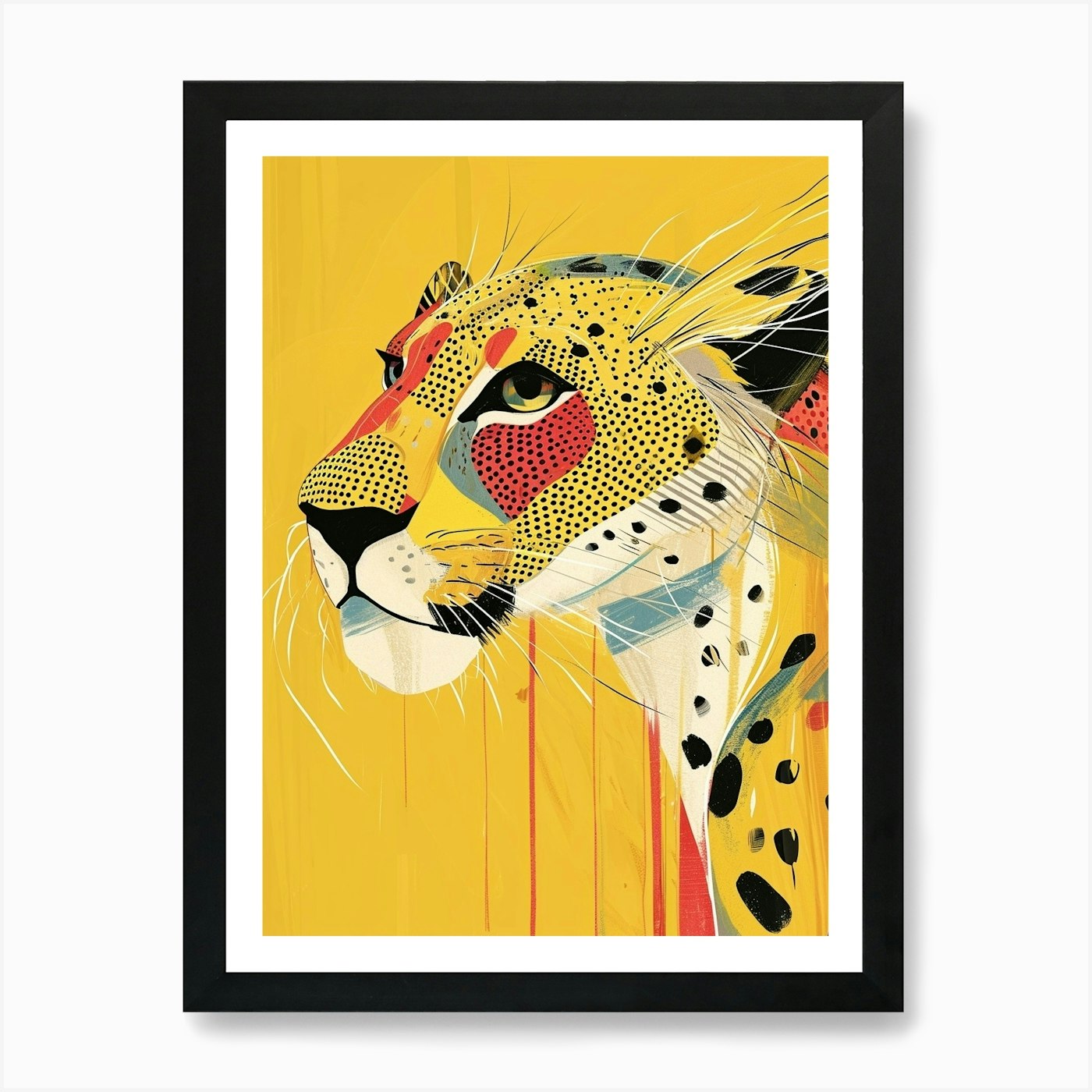 Yellow Mountain Lion 8 Art Print Framed Wall Art Poster Canvas Print Picture