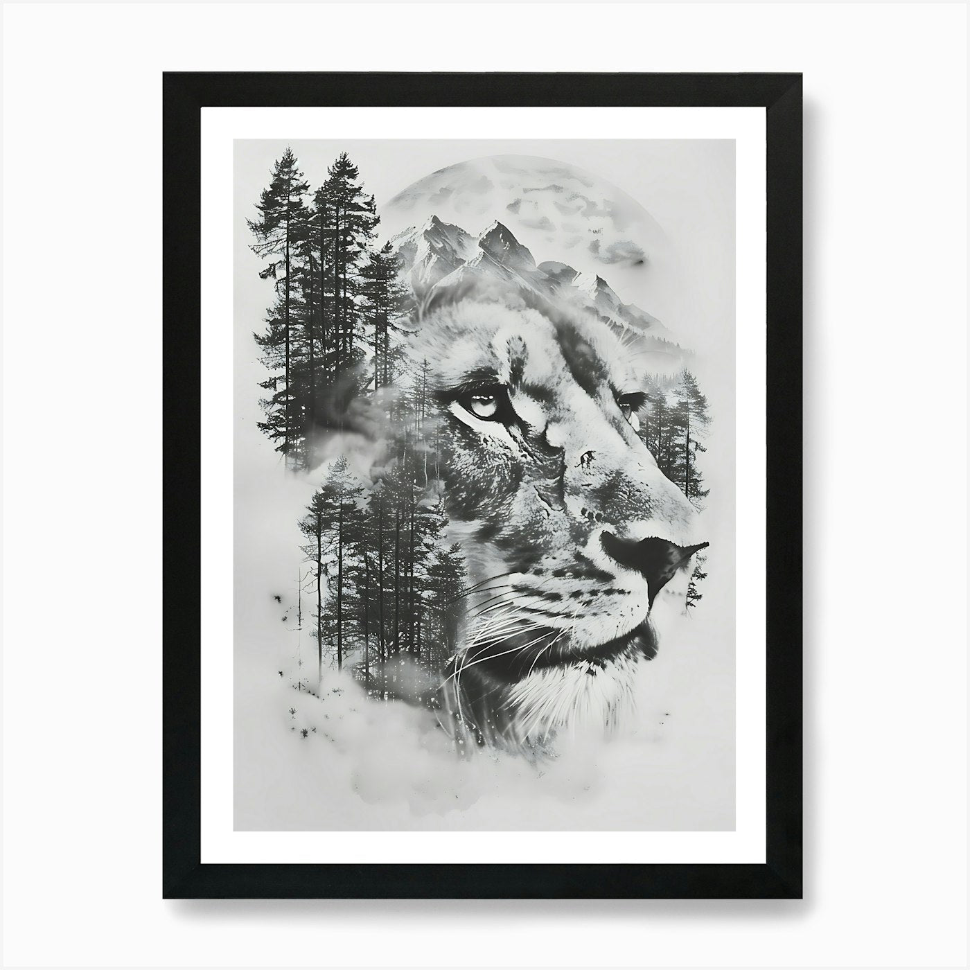 Lion In The Forest 3 Art Print Framed Wall Art Poster Canvas Print Picture