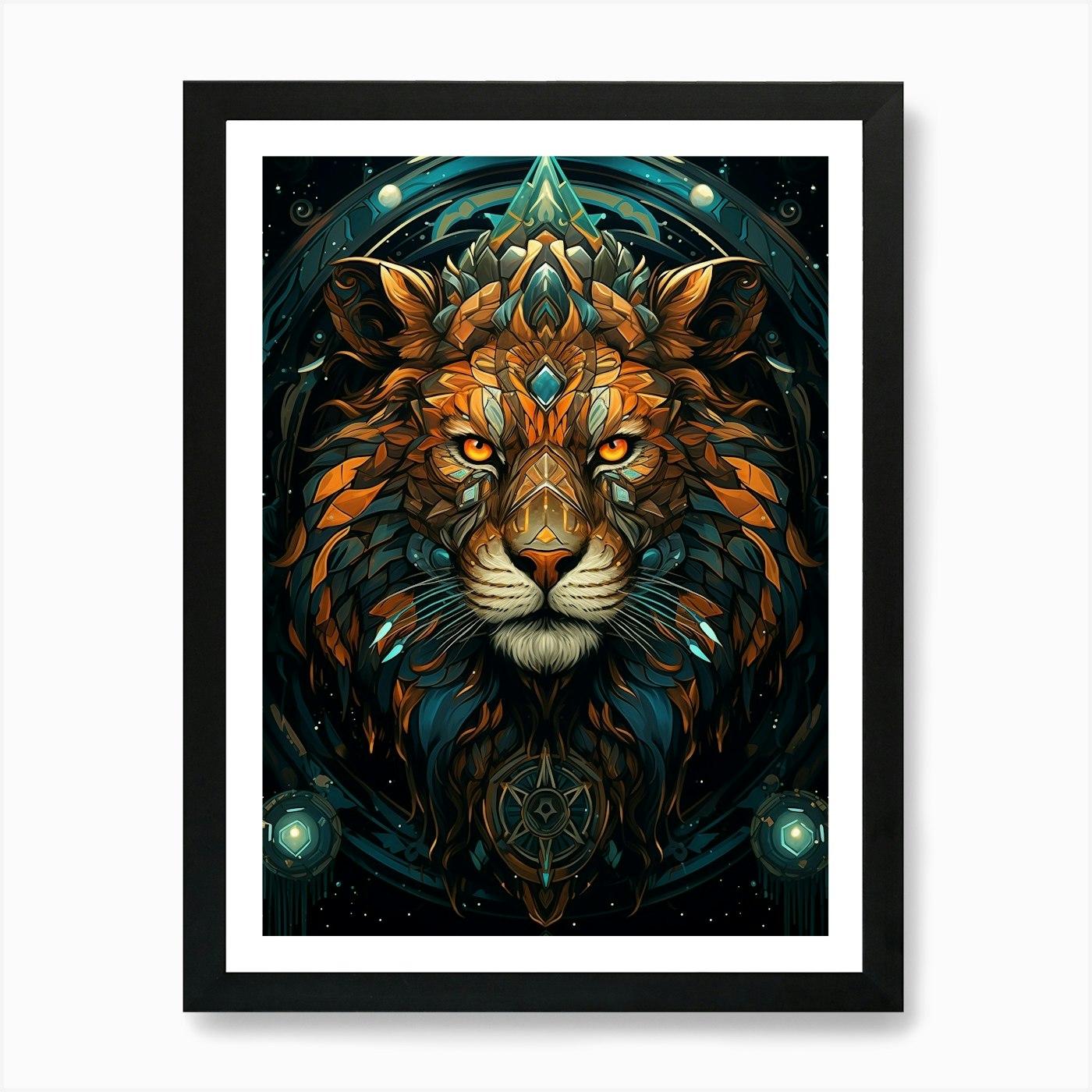 Psychedelic Lion Art Print Framed Wall Art Poster Canvas Print Picture