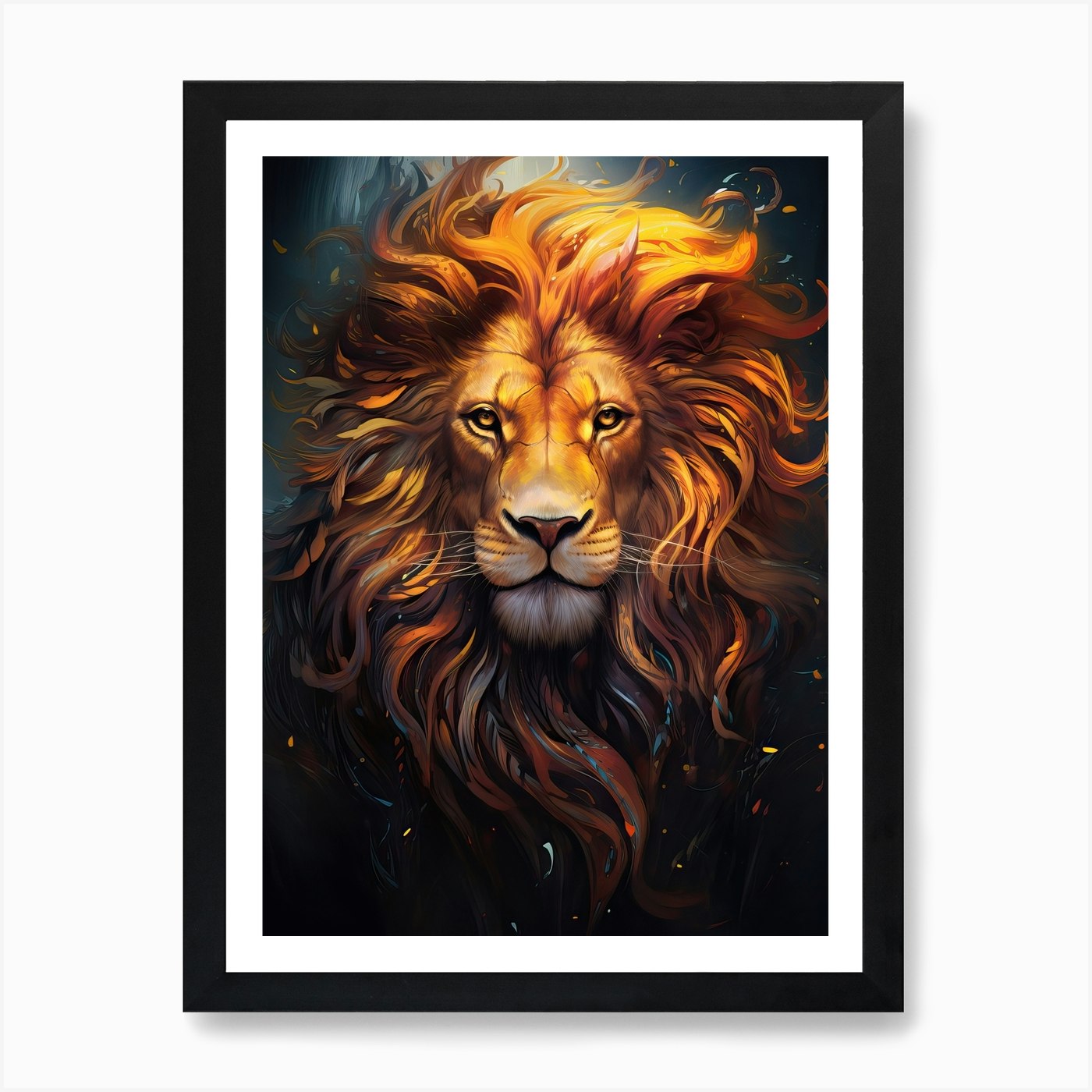 Lion Art Painting Symbolism Style 4 Framed Wall Art Poster Canvas Print Picture