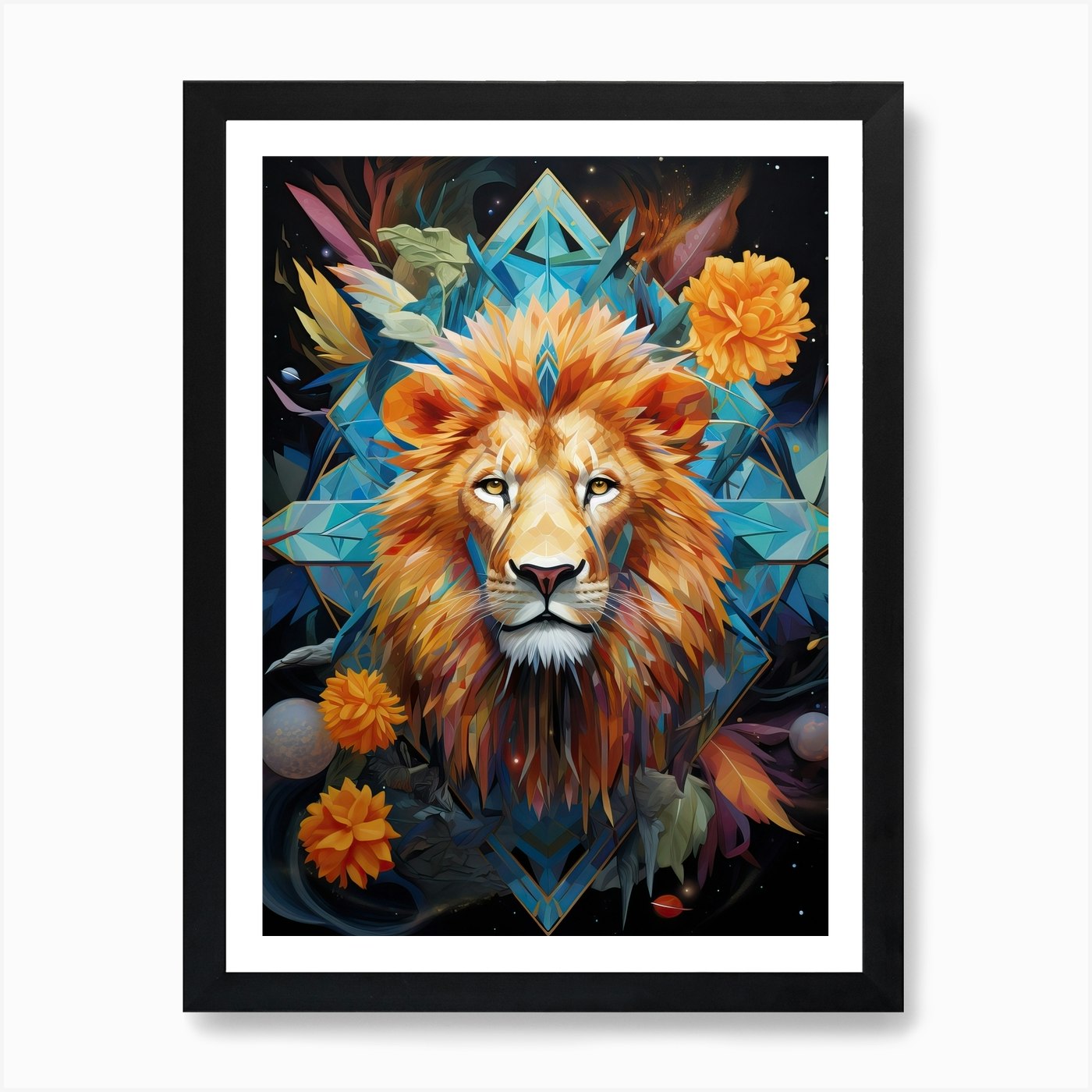 Lion Art Painting Contemporary Styl Framed Wall Art Poster Canvas Print Picture