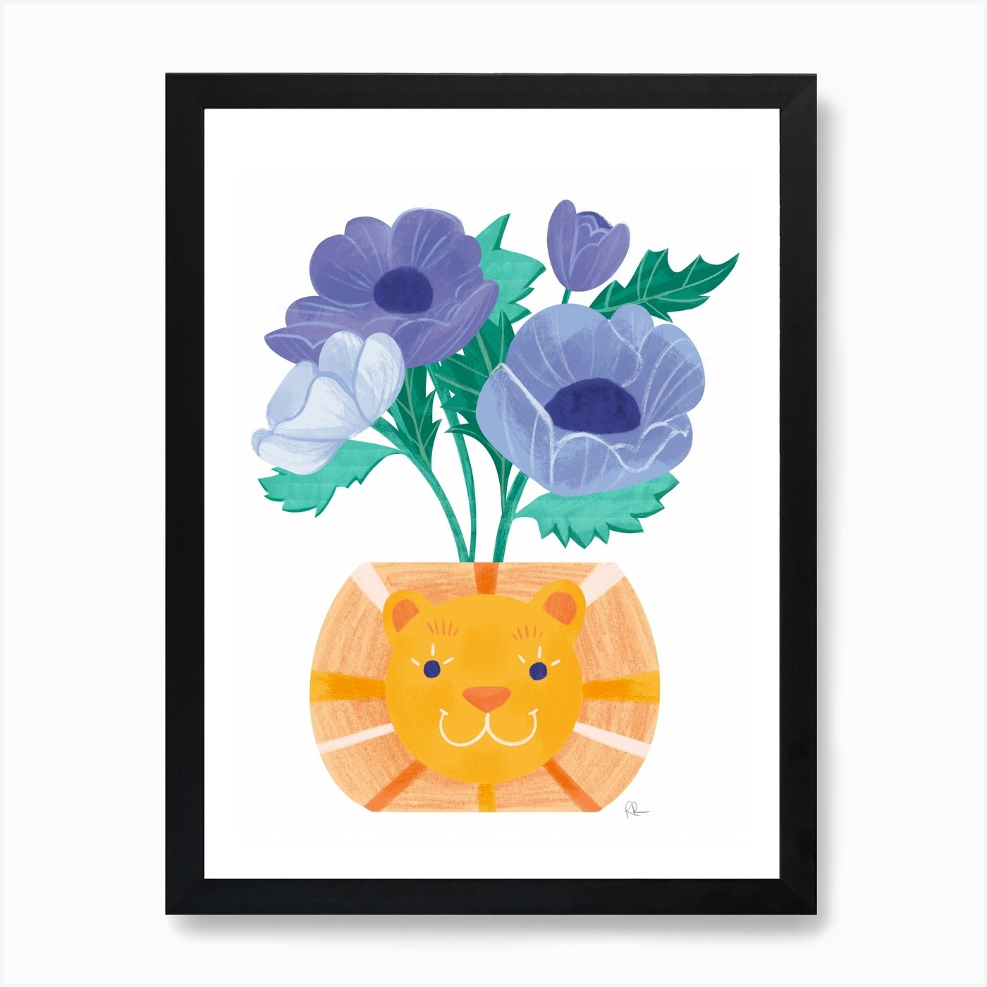 Peony Lion Art Print Framed Wall Art Poster Canvas Print Picture