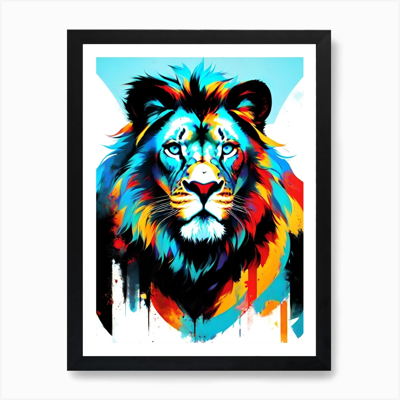 Colorful Lion Painting Art Print Framed Wall Art Poster Canvas Print Picture