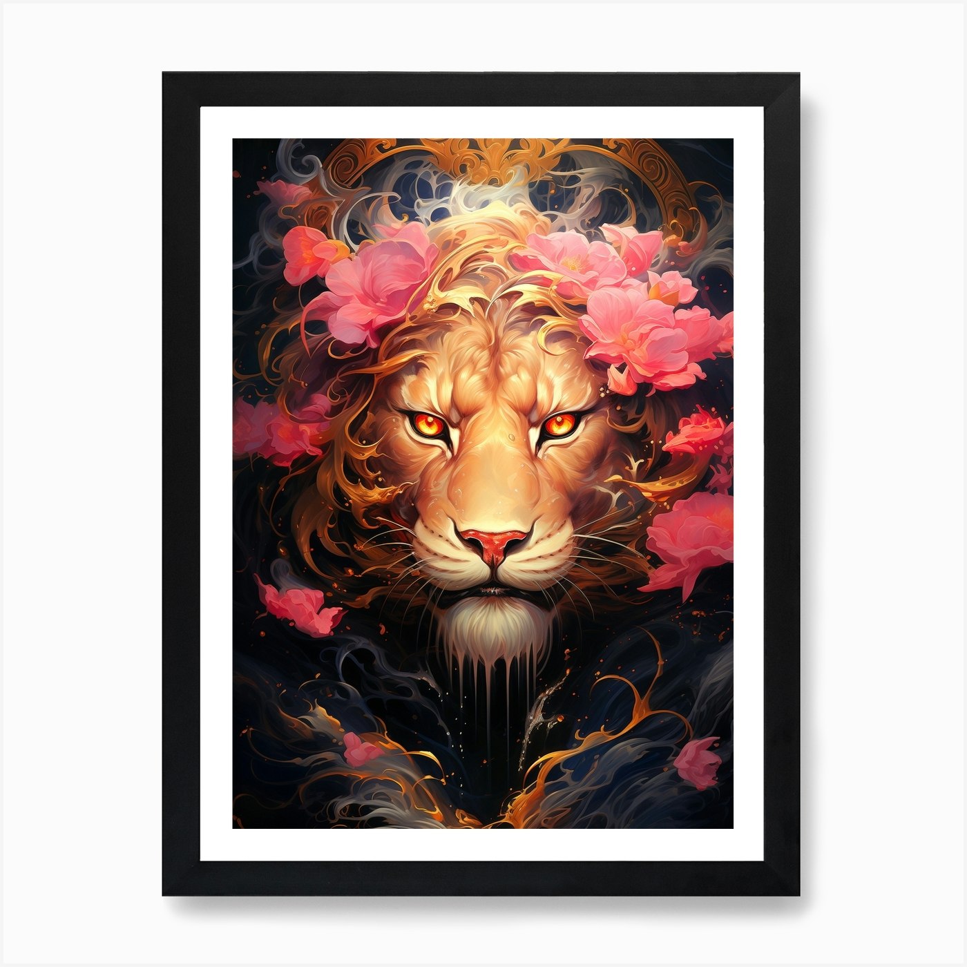 Lion Head Art Print Framed Wall Art Poster Canvas Print Picture