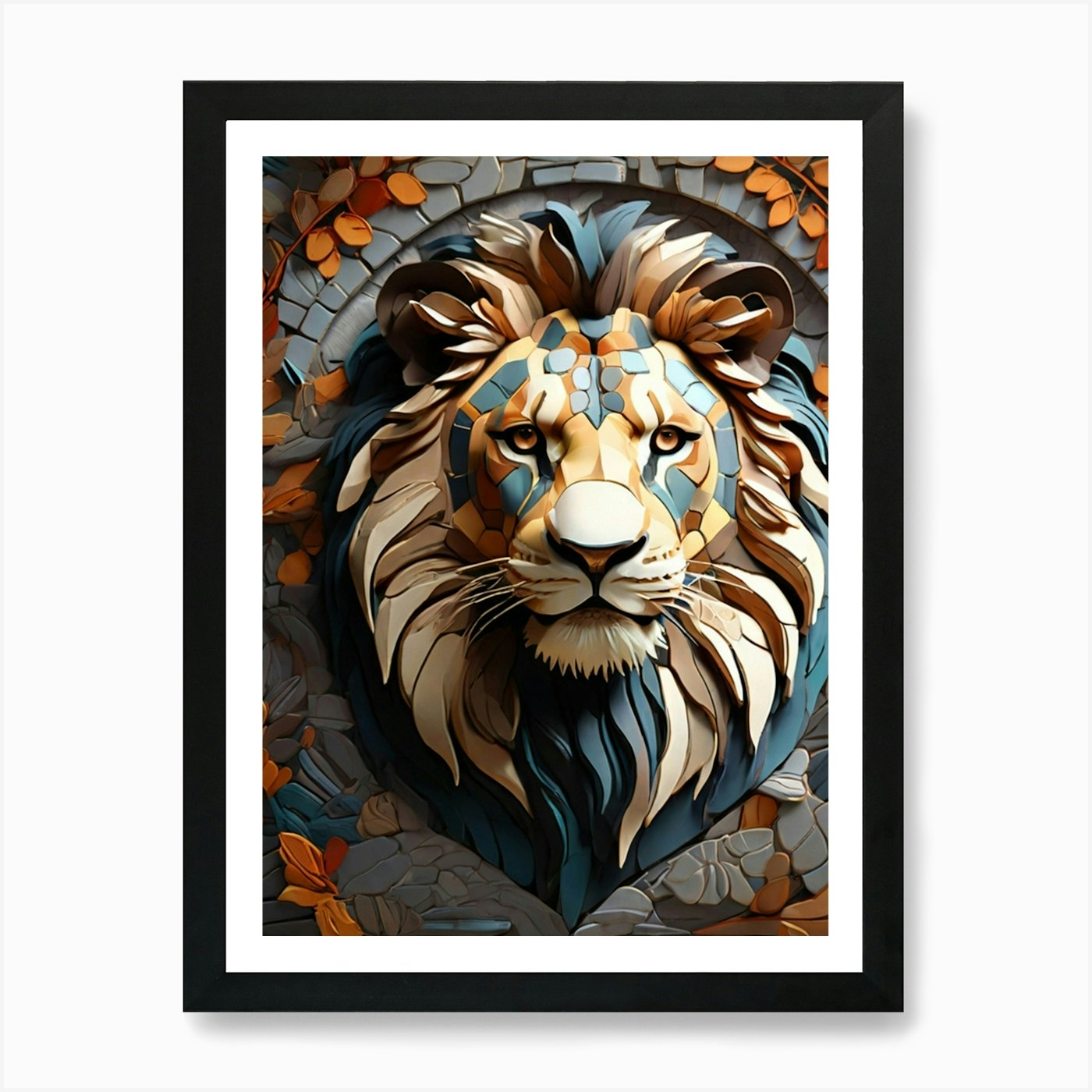 Lion Head Art mozaik Art Print Framed Wall Art Poster Canvas Print Picture