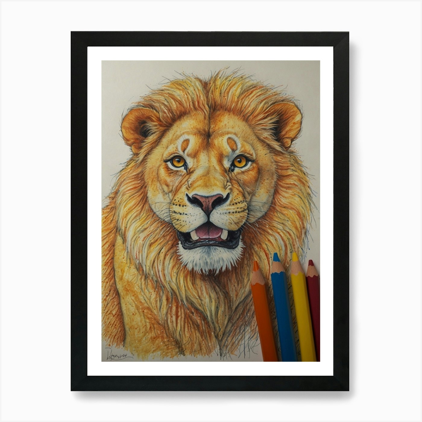 Lion Drawing 8 Art Print Framed Wall Art Poster Canvas Print Picture