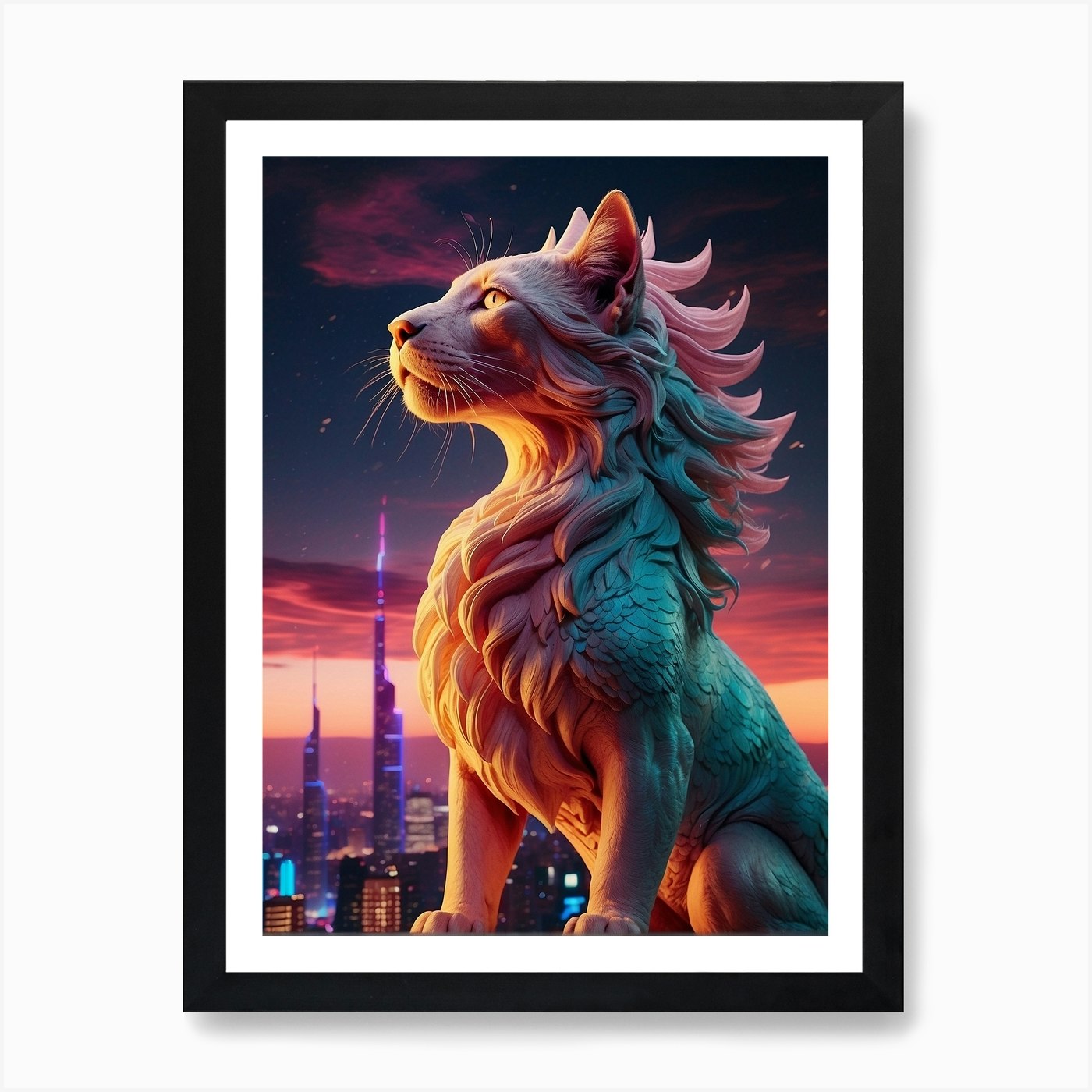 Lion In The City Print Art Print Framed Wall Art Poster Canvas Print Picture