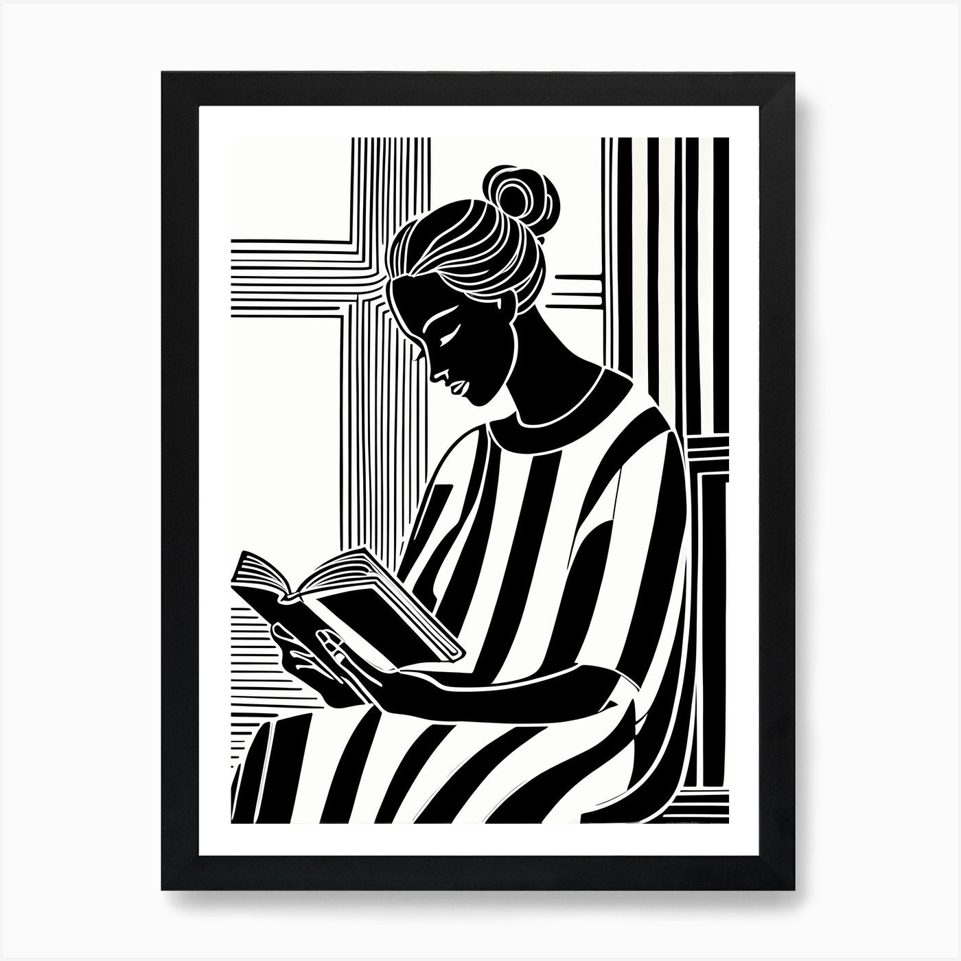 Just a girl who loves to read, Lion Framed Wall Art Poster Canvas Print Picture