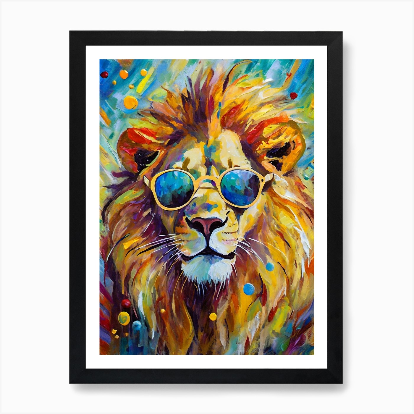 Lion In Sunglasses 1 Art Print Framed Wall Art Poster Canvas Print Picture