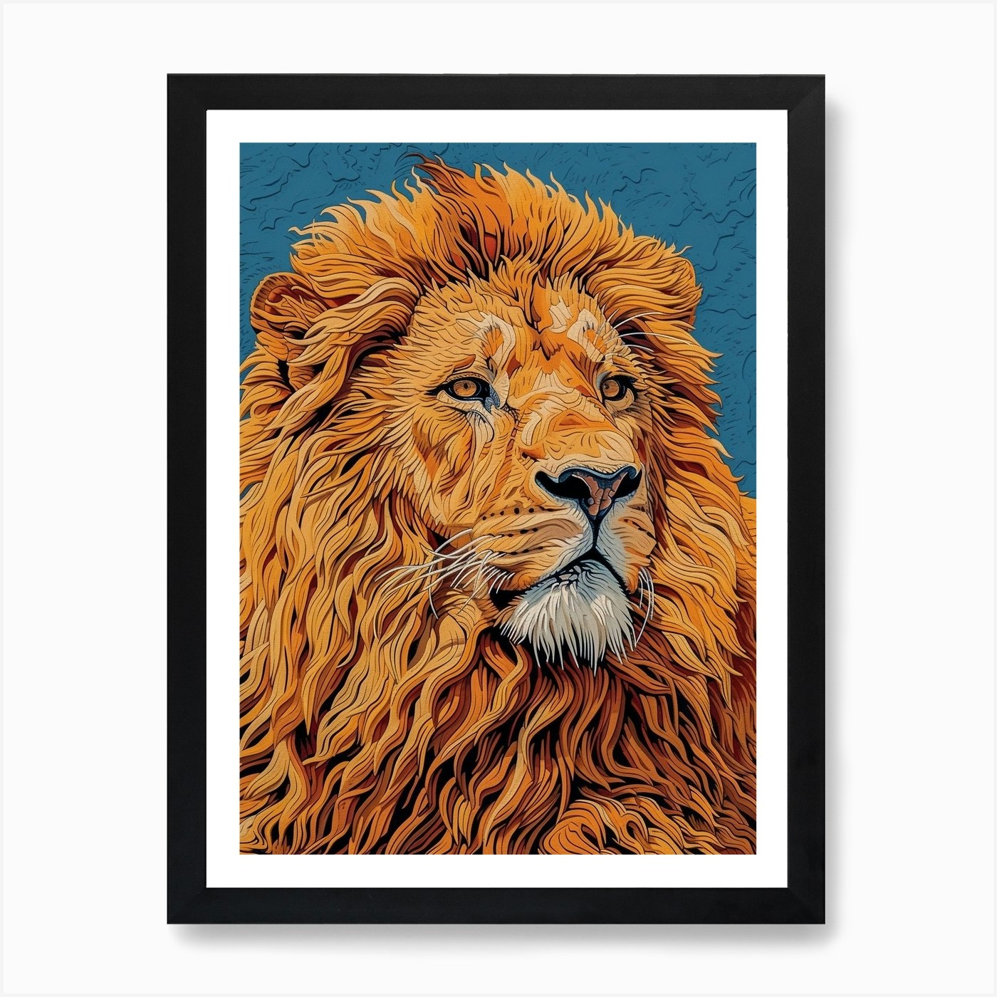 Barbary Lion Relief Illustration Ma Framed Wall Art Poster Canvas Print Picture
