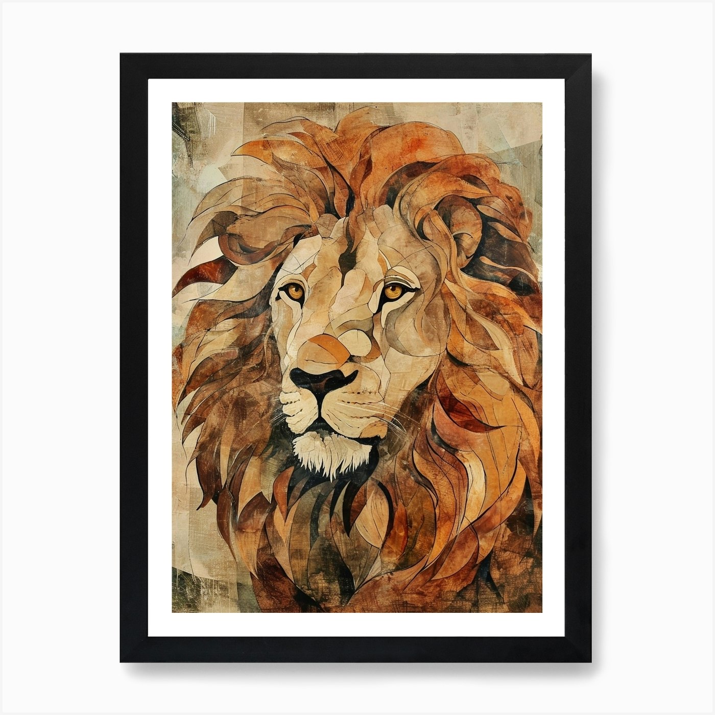 Textured Lion Painting 2 Art Print Framed Wall Art Poster Canvas Print Picture