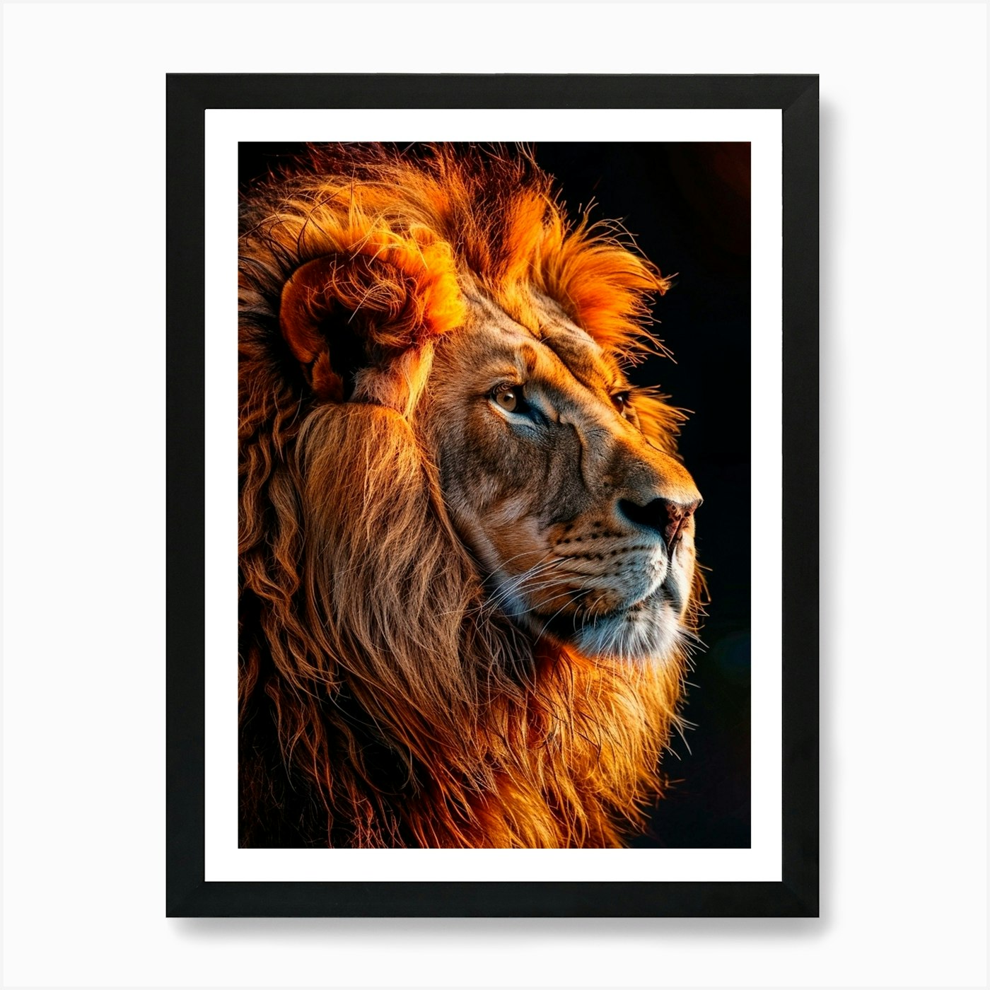 Lion Portrait Art Print Framed Wall Art Poster Canvas Print Picture