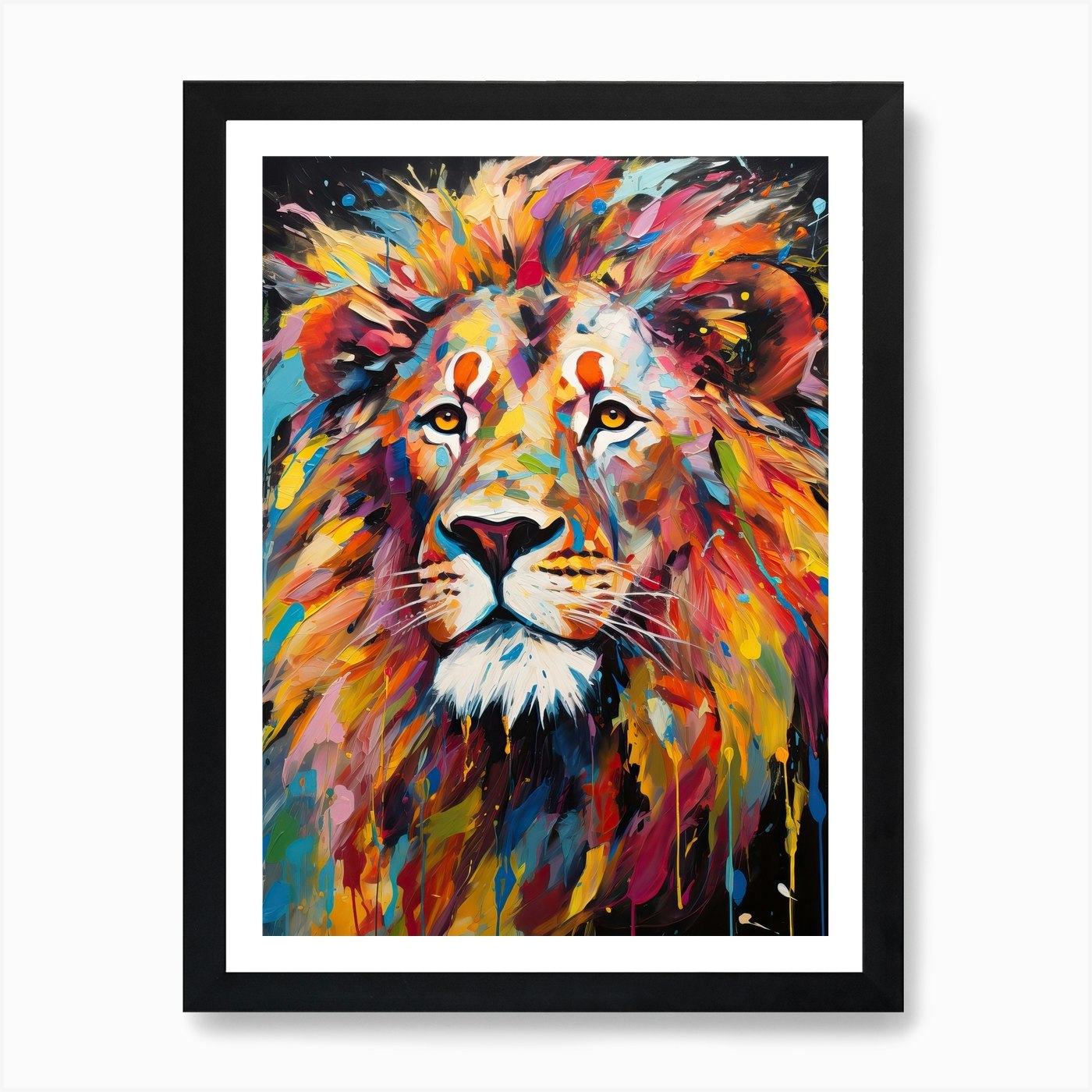 Lion Art Painting Expressionism Sty Framed Wall Art Poster Canvas Print Picture