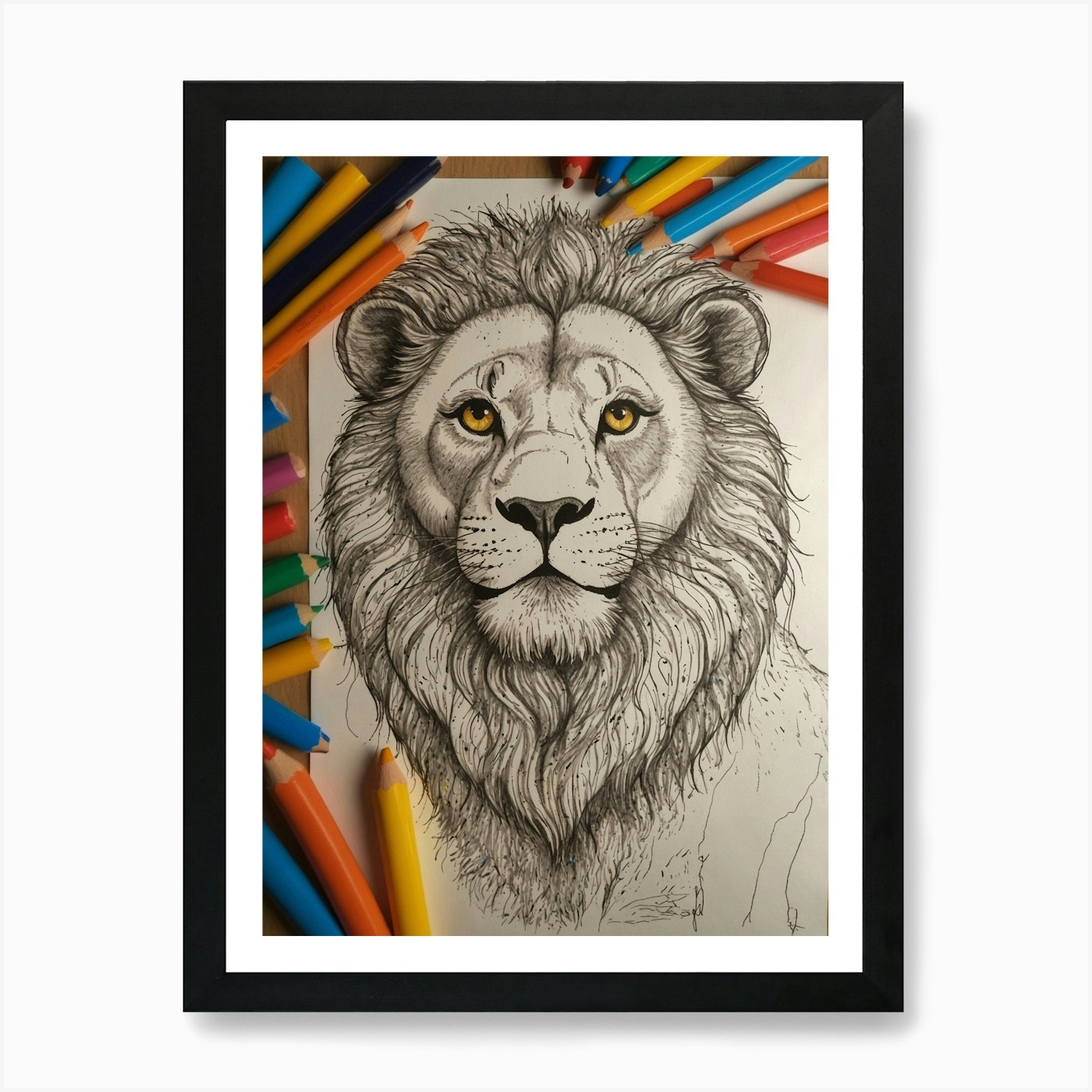 Lion Drawing 3 Art Print Framed Wall Art Poster Canvas Print Picture