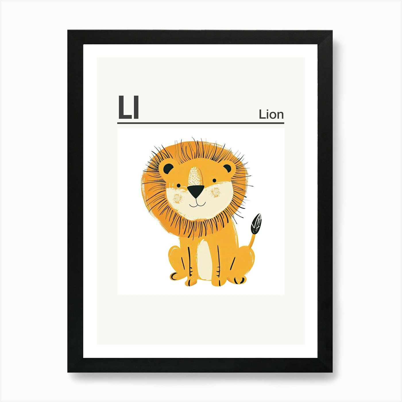 Animals Alphabet Lion 2 Art Print Framed Wall Art Poster Canvas Print Picture
