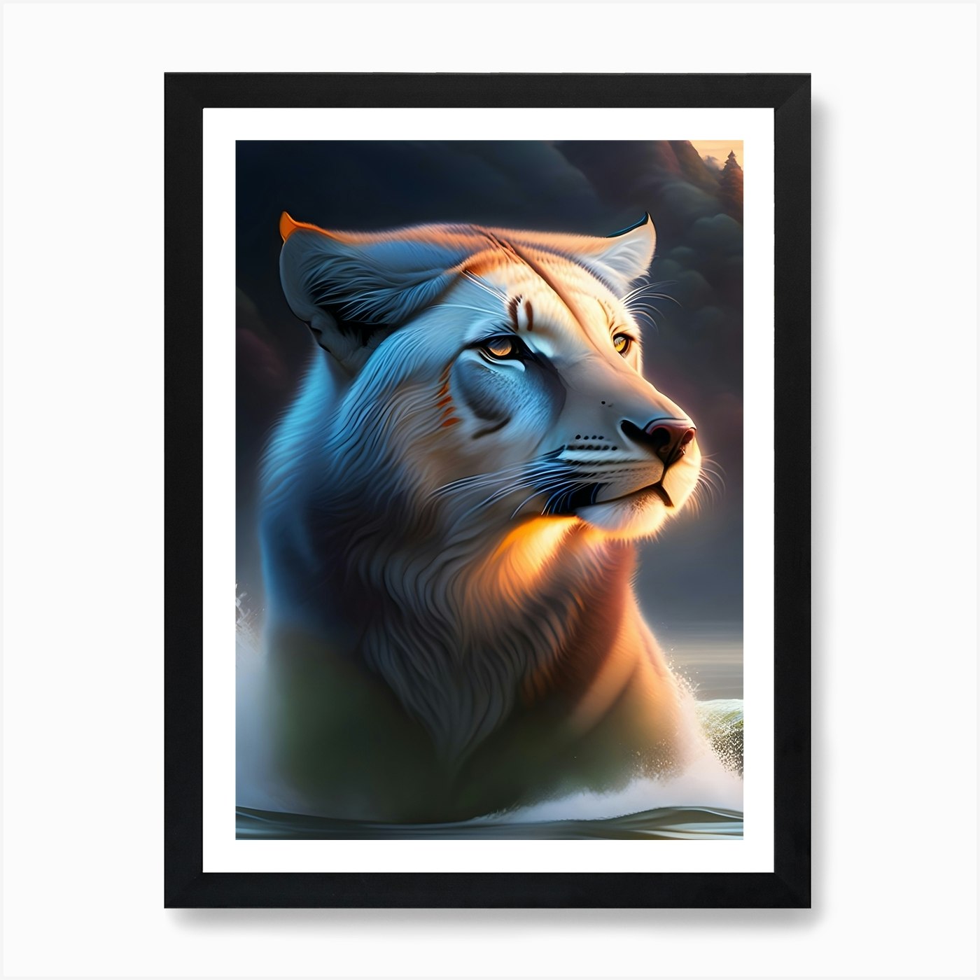 Lion face Digital Art Art Print Framed Wall Art Poster Canvas Print Picture