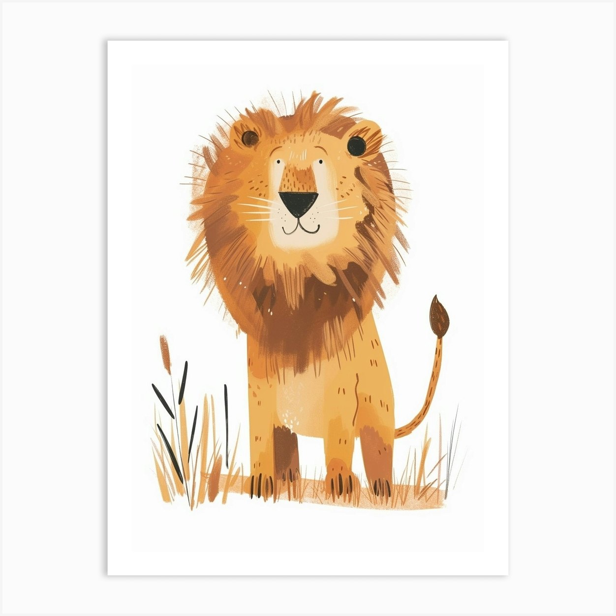 African Lion Hunting In The Savanna Framed Wall Art Poster Canvas Print Picture
