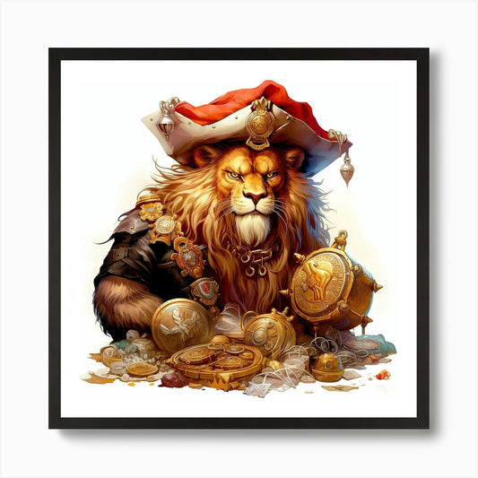 Pirate Lion 2 Art Print Framed Wall Art Poster Canvas Print Picture